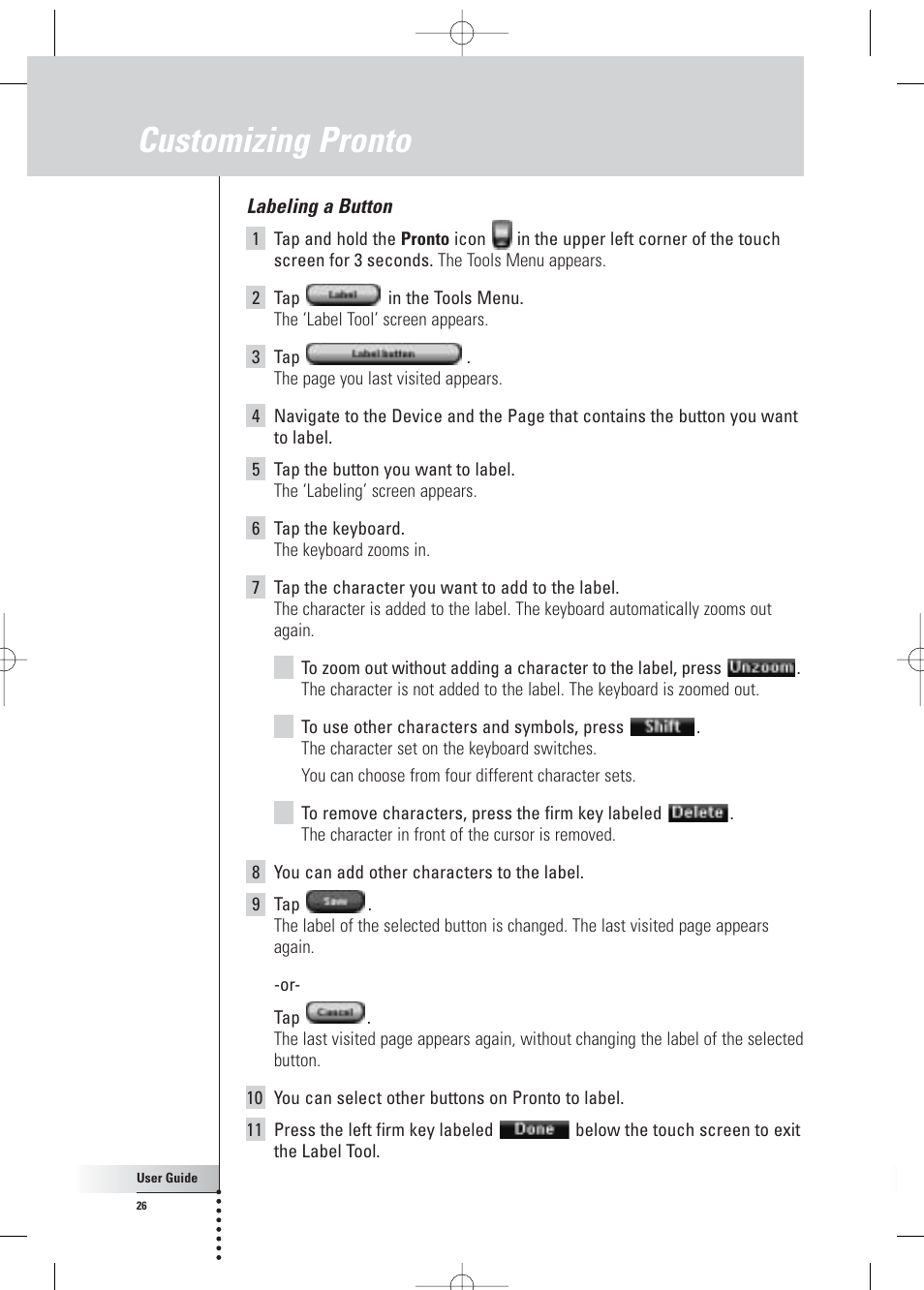 Customizing pronto | Philips Pronto Home Theater Control Panel TSU3500 User Manual | Page 26 / 70