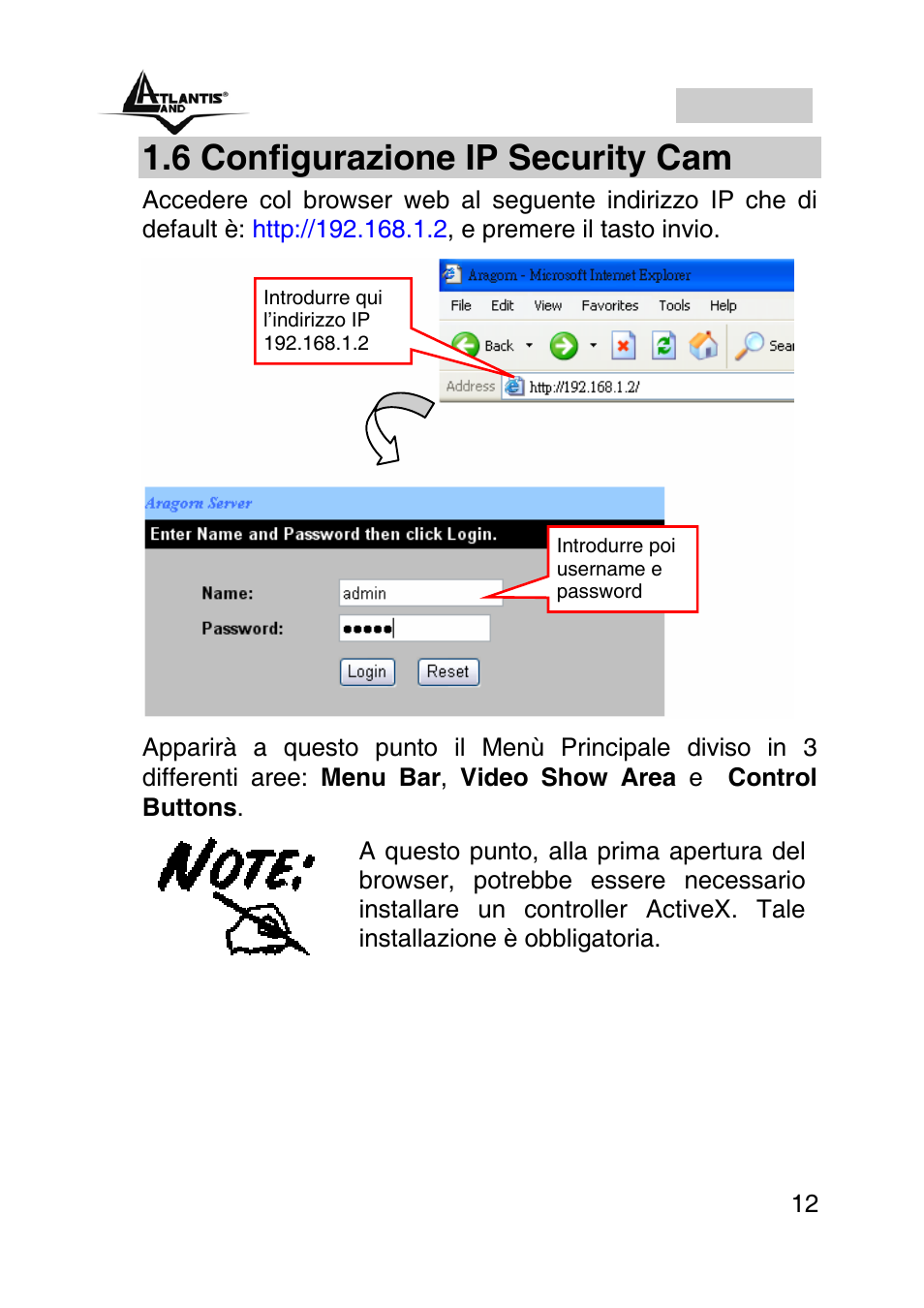 6 configurazione ip security cam, Italiano | Atlantis Land A02-IPCAM2-W54 User Manual | Page 12 / 35