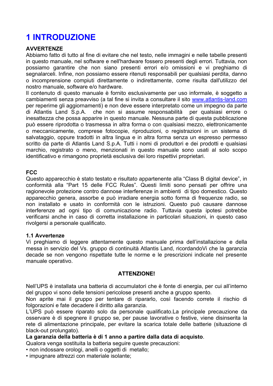1 introduzione | Atlantis Land A03-S801 User Manual | Page 2 / 17