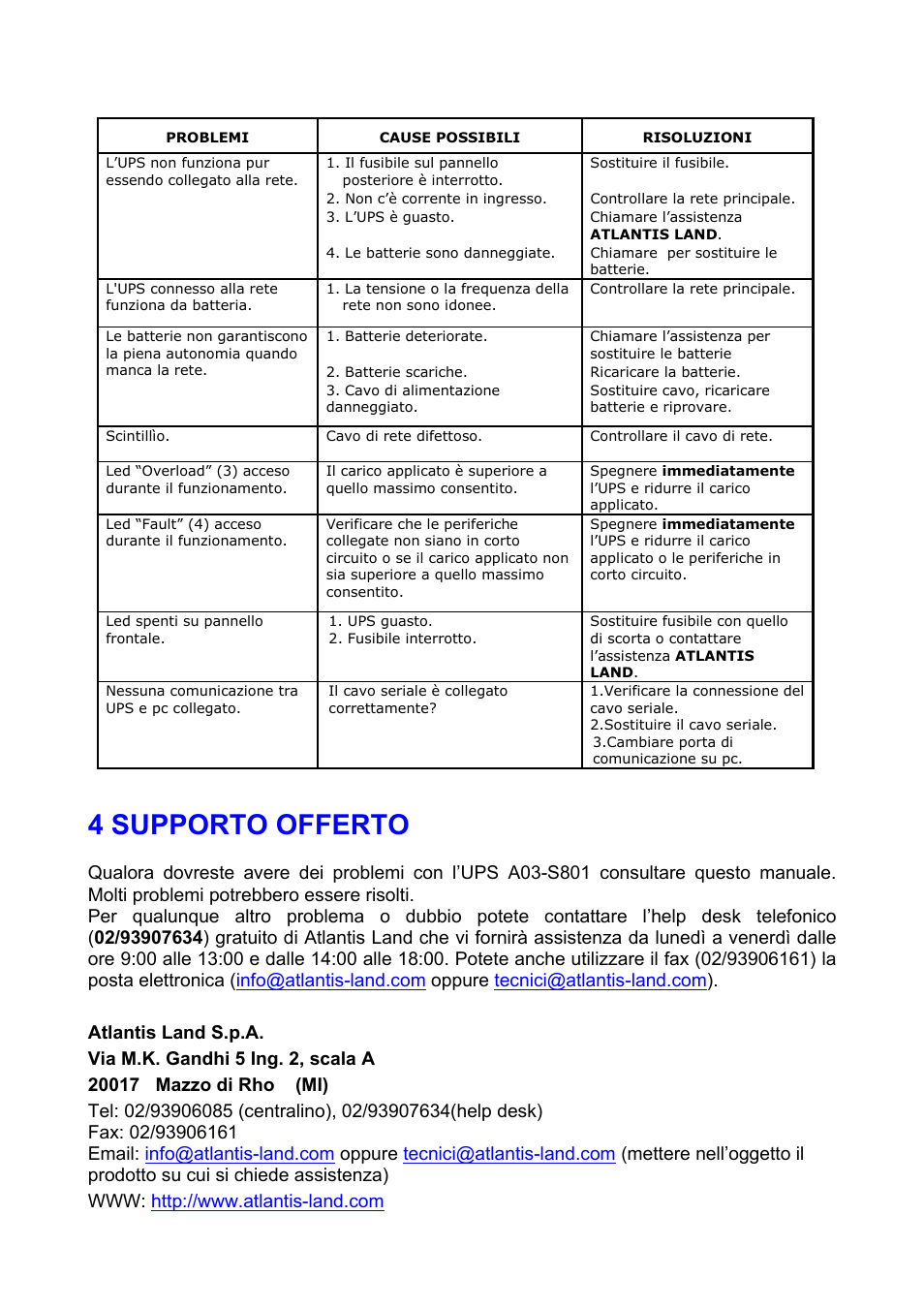 4 supporto offerto | Atlantis Land A03-S801 User Manual | Page 5 / 17