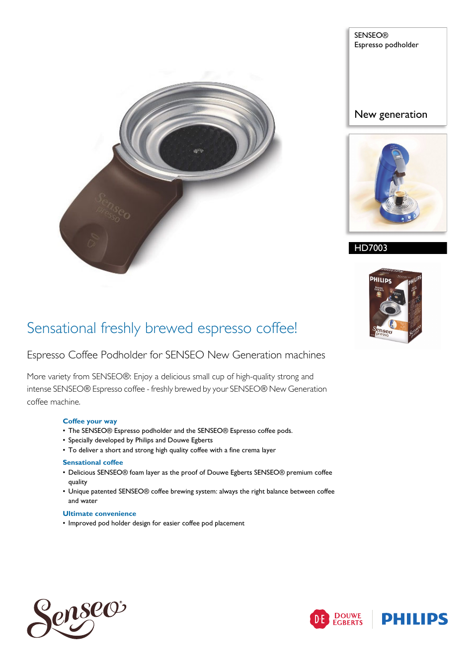 Philips SENSEO® Espresso podholder HD7003 New generation User Manual | 2 pages