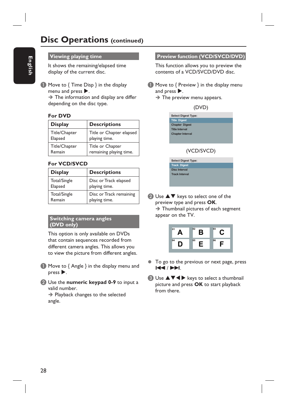 Disc operations | Philips DVP3980-37 User Manual | Page 28 / 51