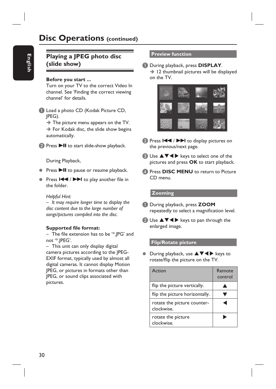 Disc operations | Philips DVP3980-37 User Manual | Page 30 / 51