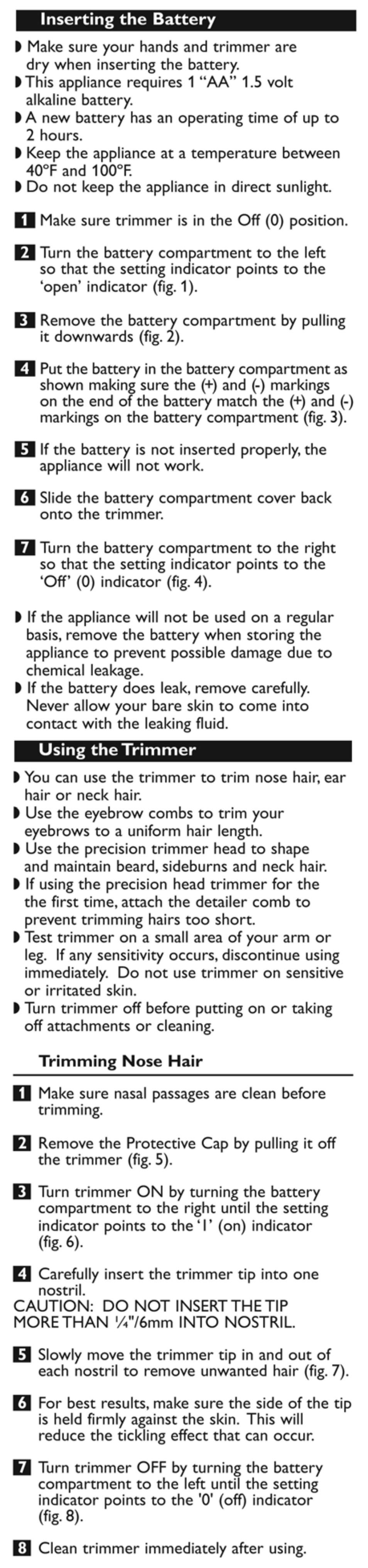 Trimming nose hair | Philips NT9130-40 User Manual | Page 5 / 8