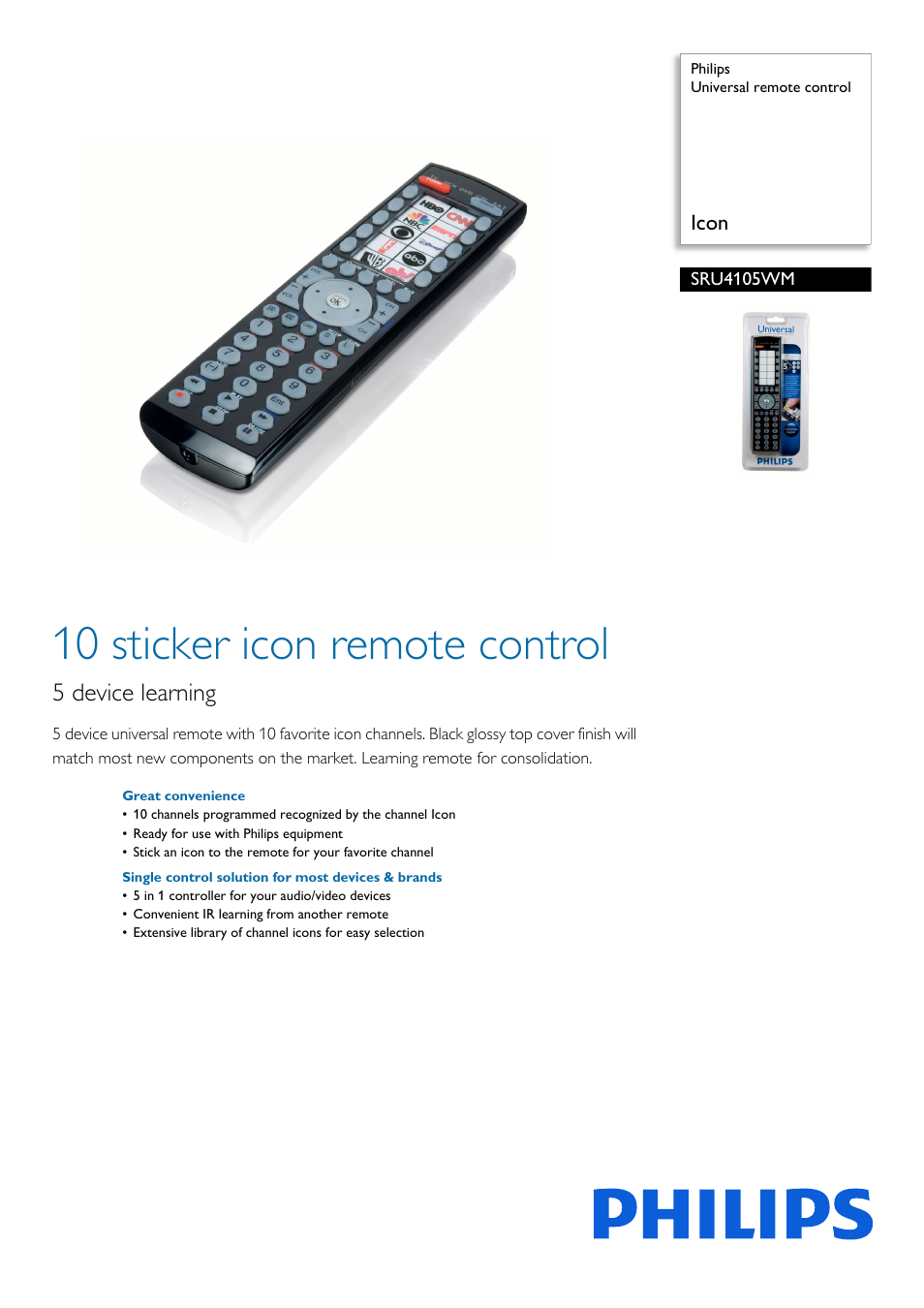 Philips SRU4105WM-17 User Manual | 2 pages