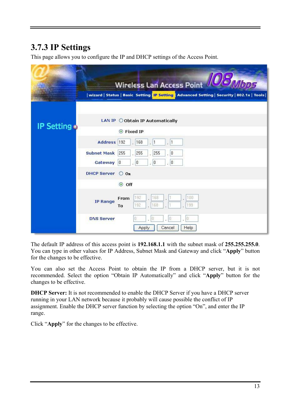 3 ip settings | Atlantis Land i I-Fly Wireless Access Point User Manual | Page 17 / 42