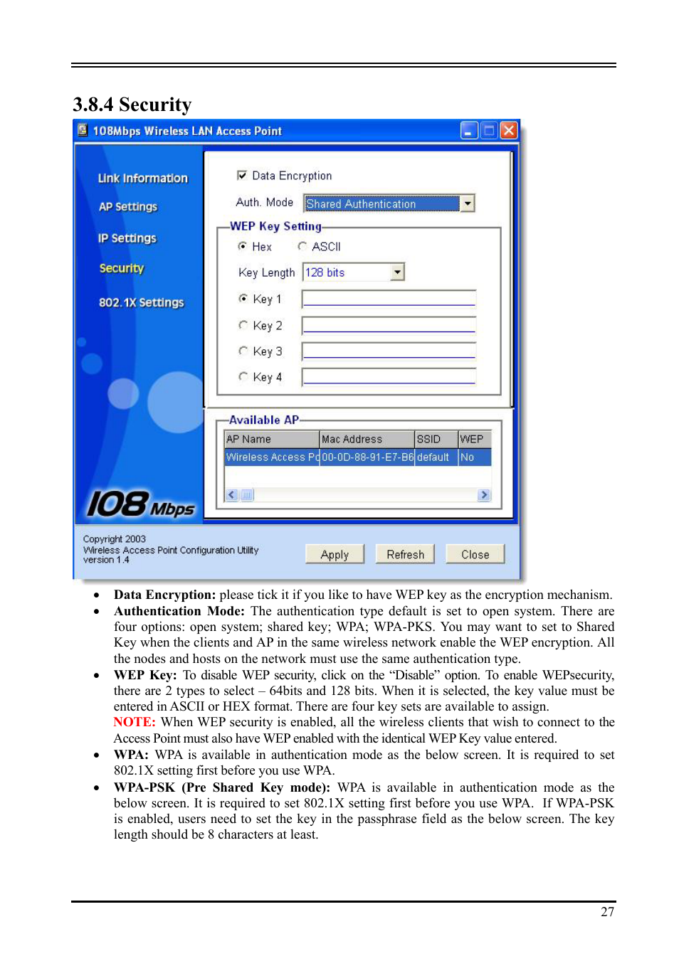 4 security | Atlantis Land i I-Fly Wireless Access Point User Manual | Page 31 / 42