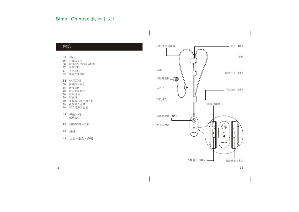 Simp. chinese(间 体 中 文 | Philips SHB1300-97 User Manual | Page 18 / 25