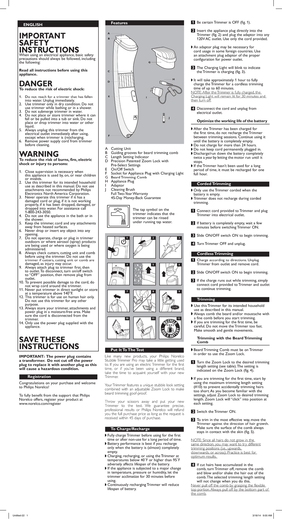 Philips QT4022-32 User Manual | 2 pages