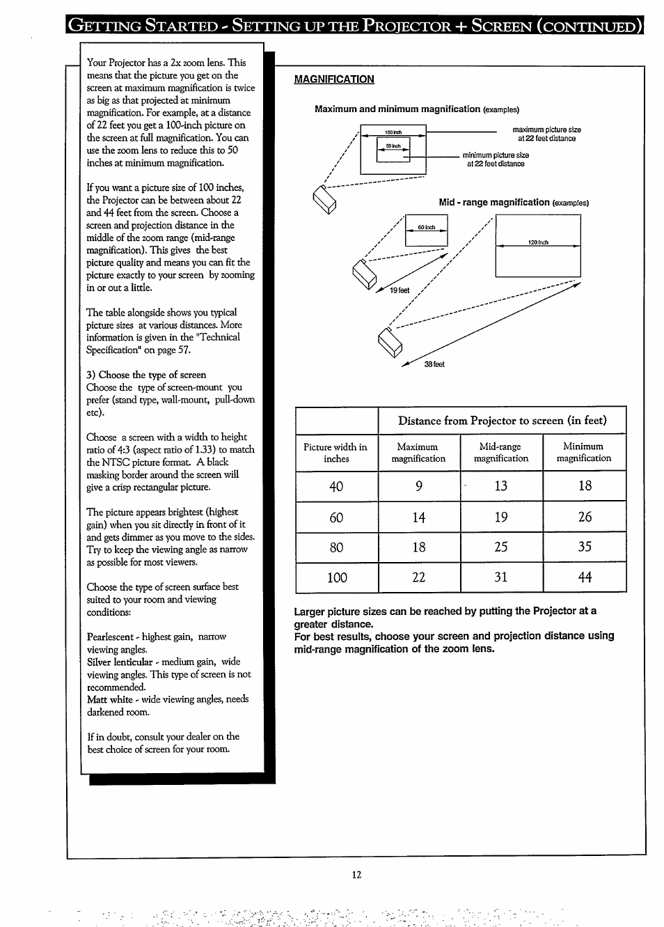 Etting, Tarted, Rotector | Creen, Continued | Philips LCD PROJECTOR User Manual | Page 12 / 60