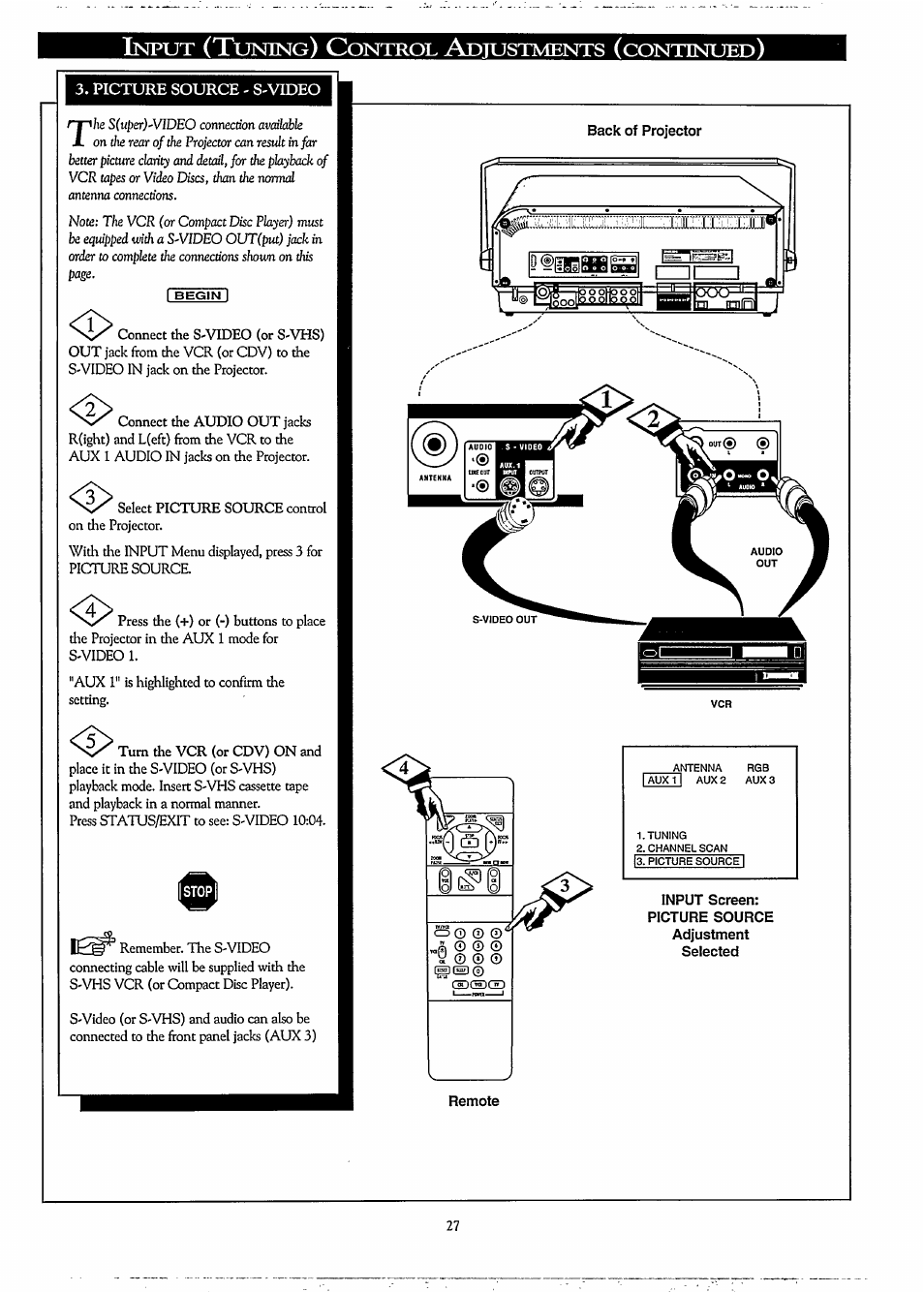 Nput, Uning, Ontrol | Dtustments, Continued | Philips LCD PROJECTOR User Manual | Page 27 / 60