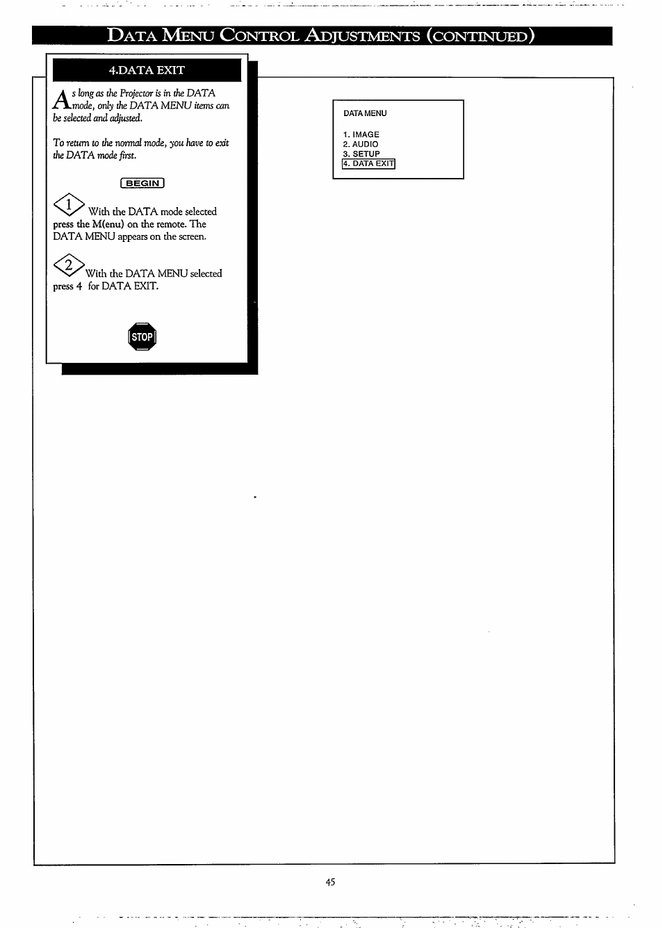 Data exit | Philips LCD PROJECTOR User Manual | Page 45 / 60