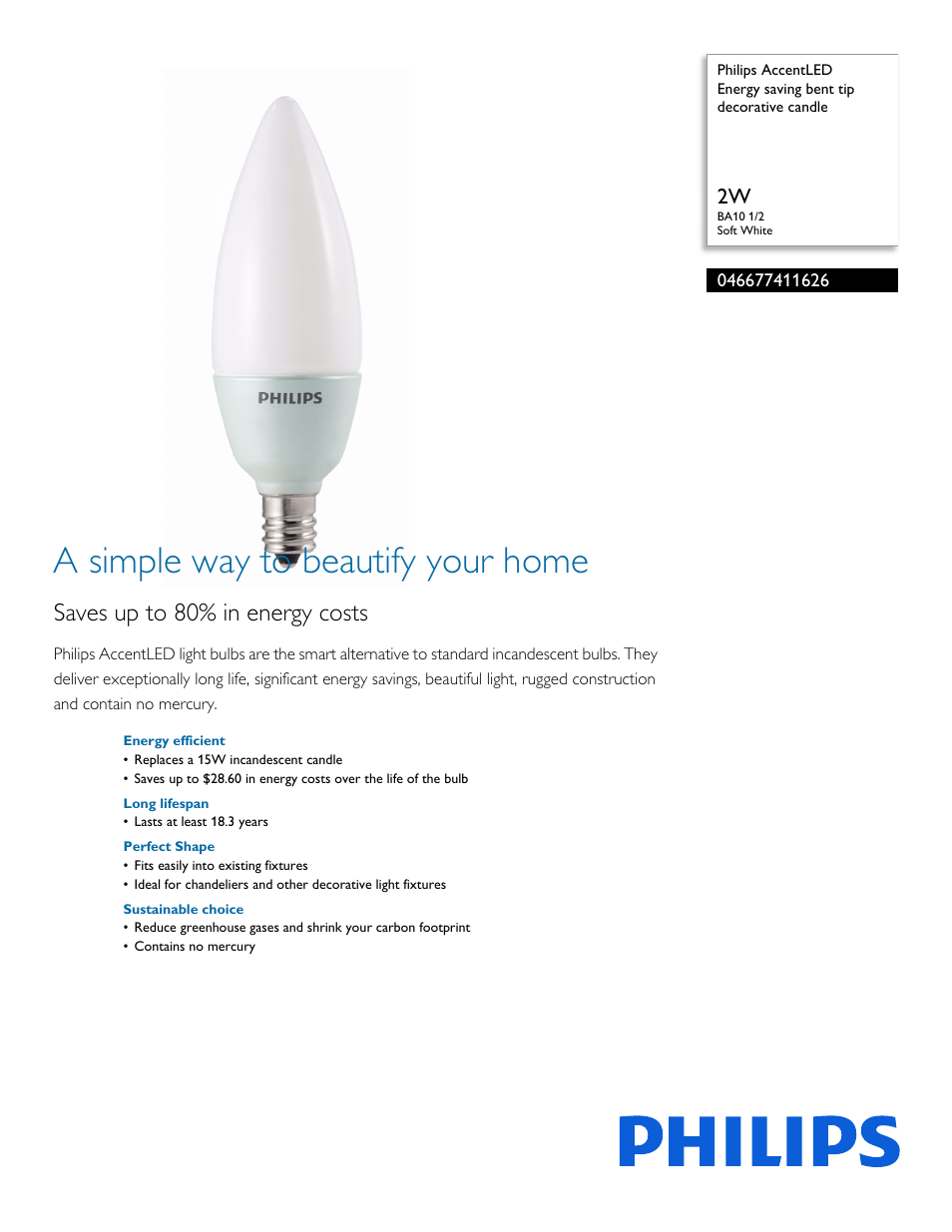 Philips 046677411626 User Manual | 2 pages