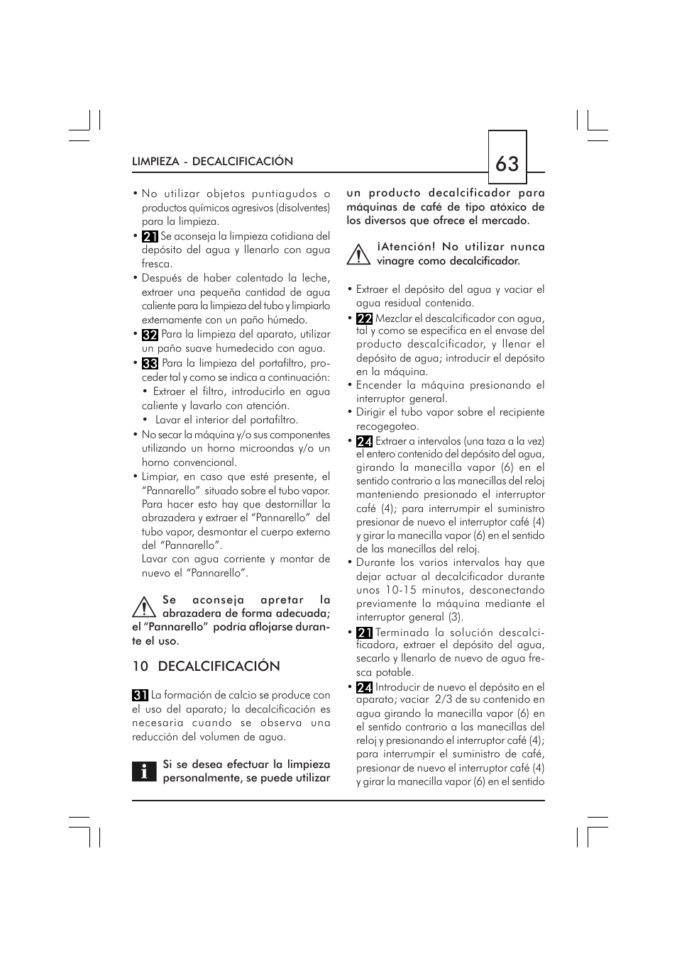 Philips SAECO GRAN CREMA DE LUXE CUL SIL SIN010 User Manual | Page 63 / 92