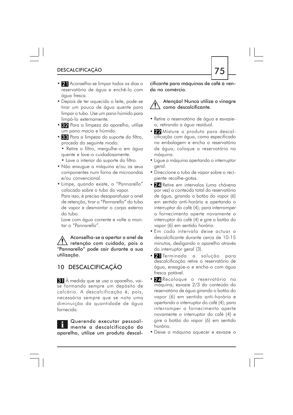 Philips SAECO GRAN CREMA DE LUXE CUL SIL SIN010 User Manual | Page 75 / 92