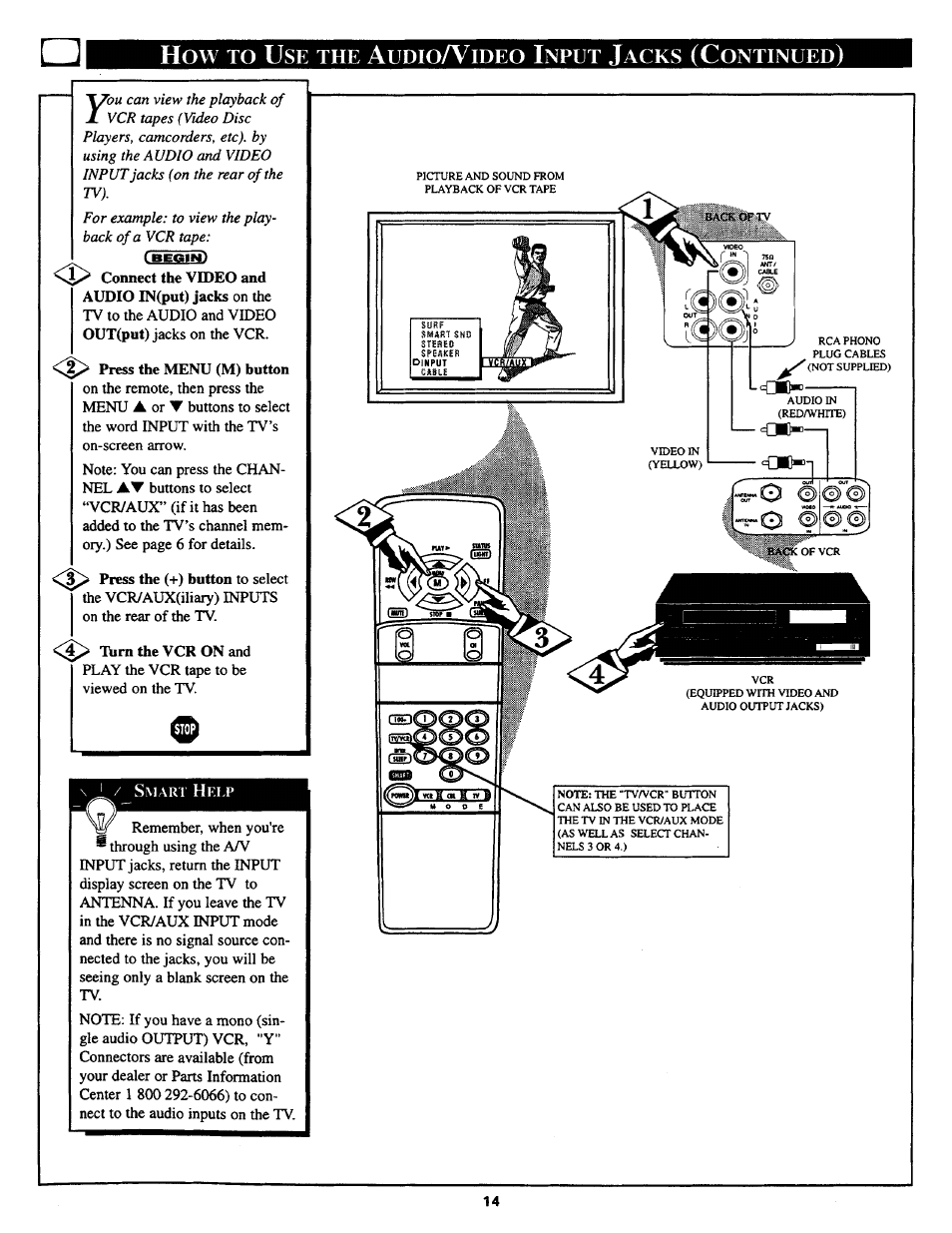 How to use the audioa^ideo input jacks (continued) | Philips TS2768C User Manual | Page 14 / 28