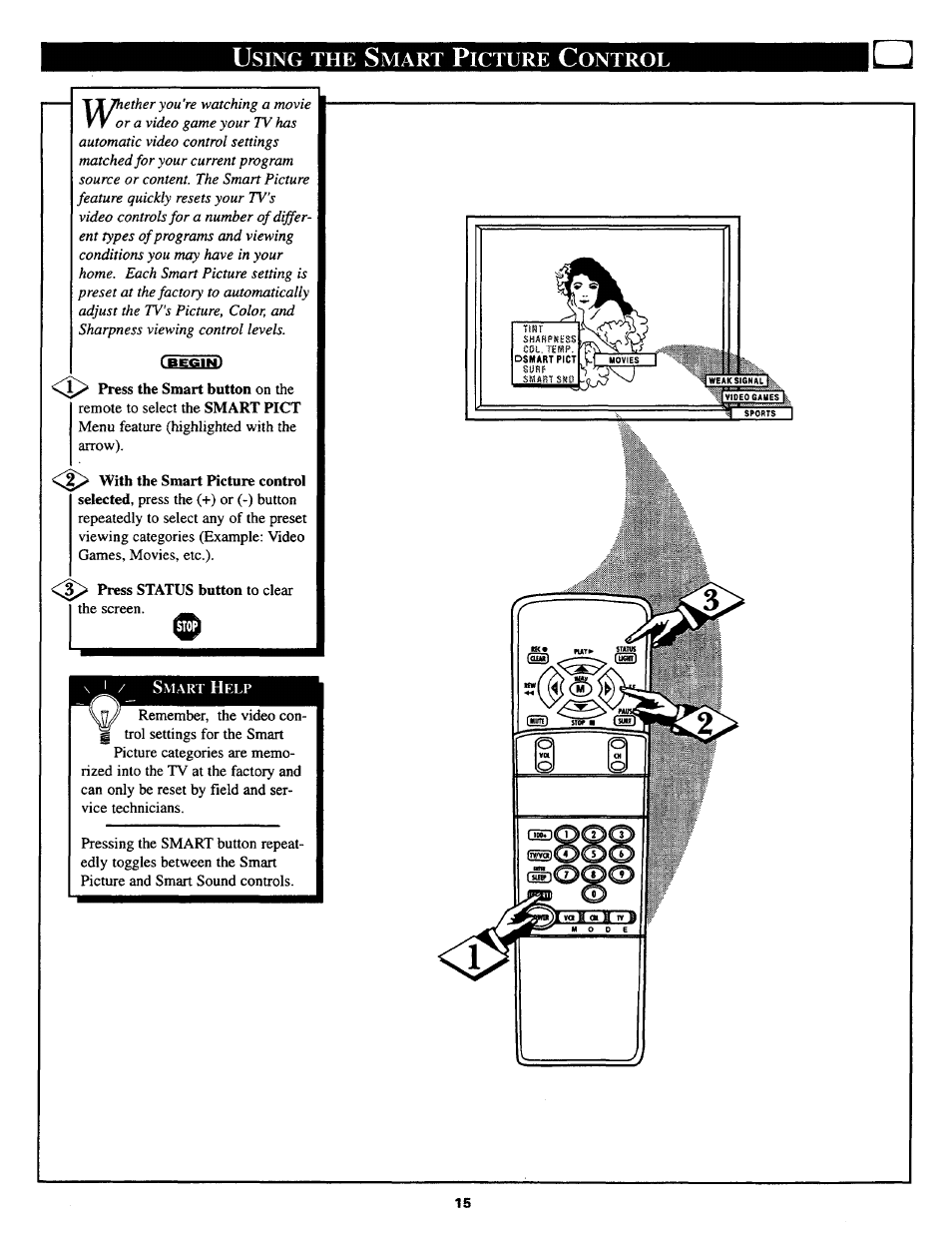 Sing, Mart, Icture | Ontrol | Philips TS2768C User Manual | Page 15 / 28