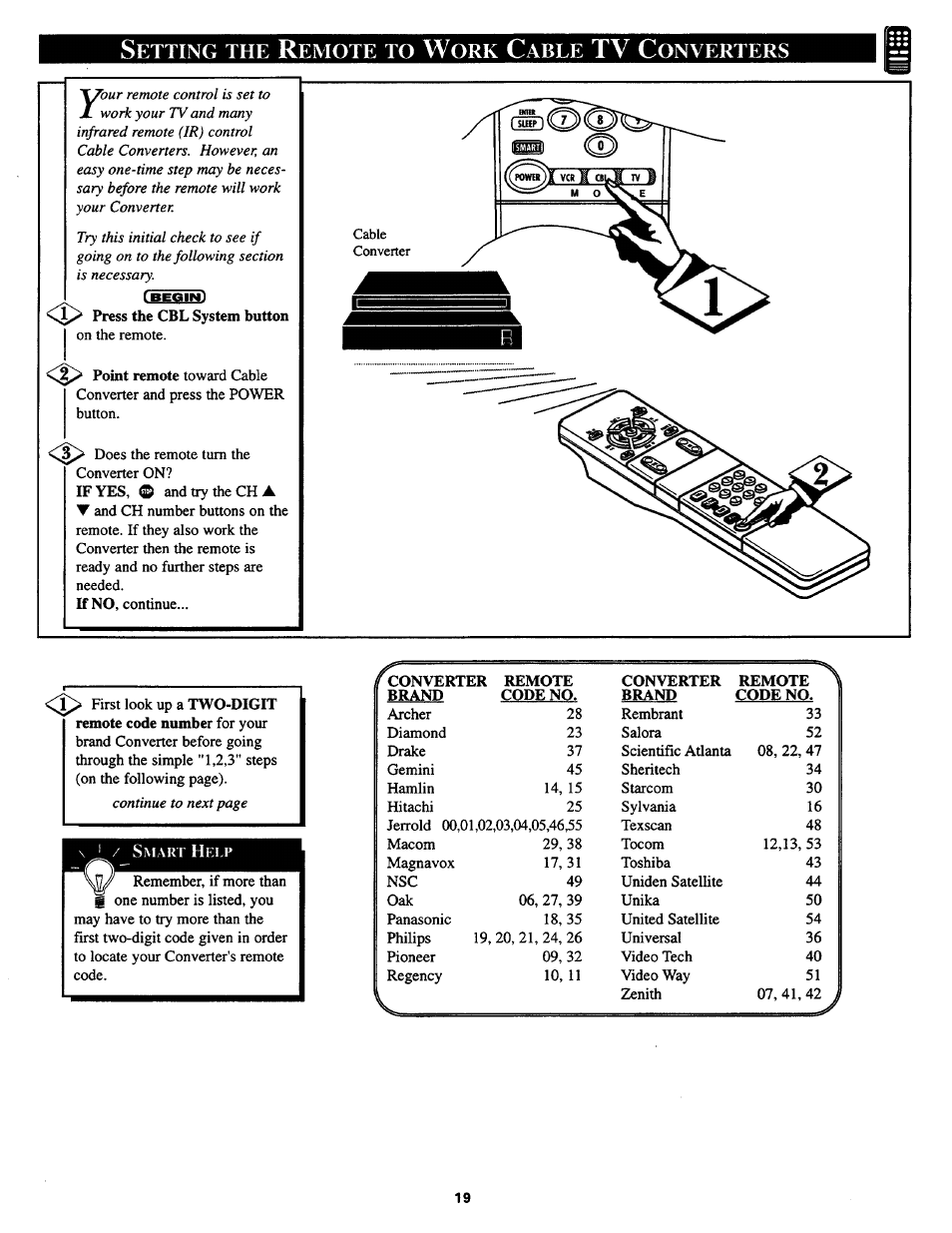 Tv c, Etting, Emote | Able, Onverters | Philips TS2768C User Manual | Page 19 / 28