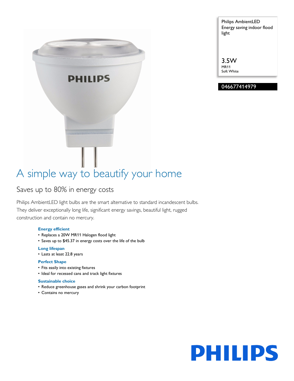Philips 046677414979 User Manual | 2 pages