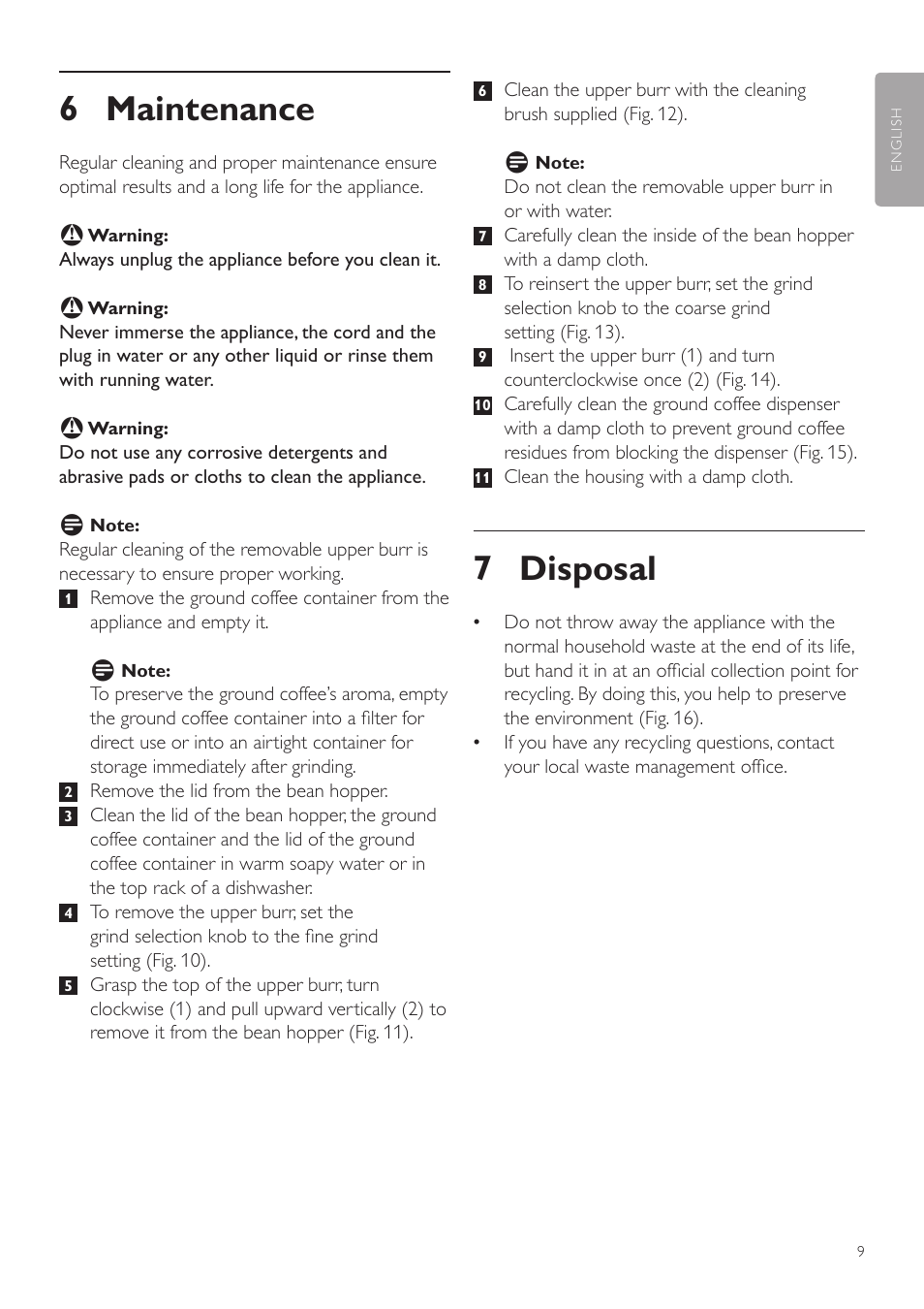 7 disposal, 6 maintenance | Philips CA6805-47 User Manual | Page 9 / 28