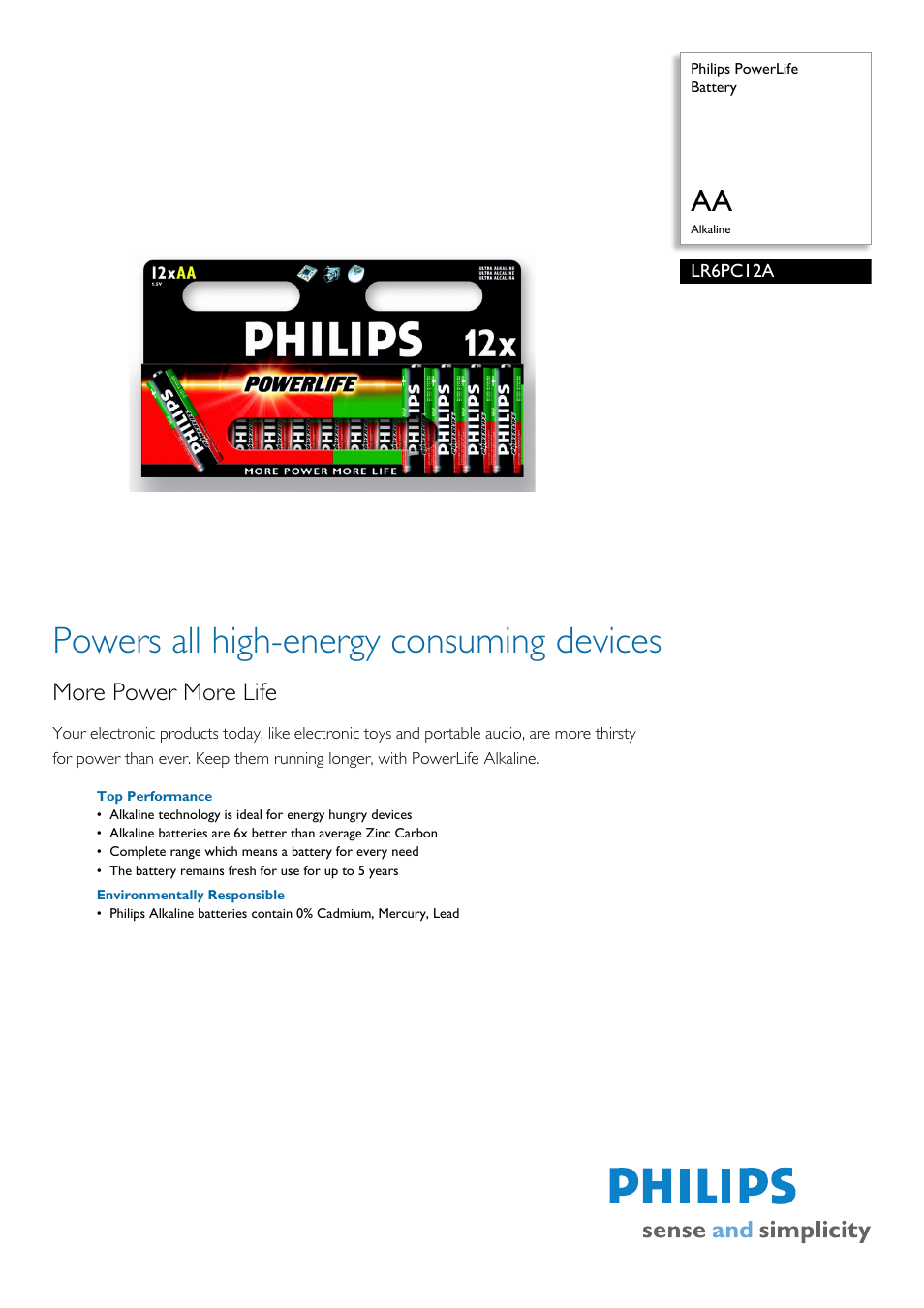 Philips LR6PC12A-27 User Manual | 2 pages