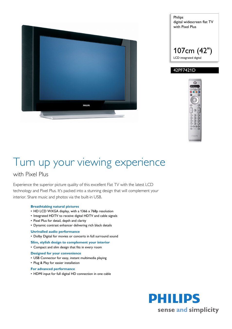 Philips 42PF7421D-37 User Manual | 3 pages