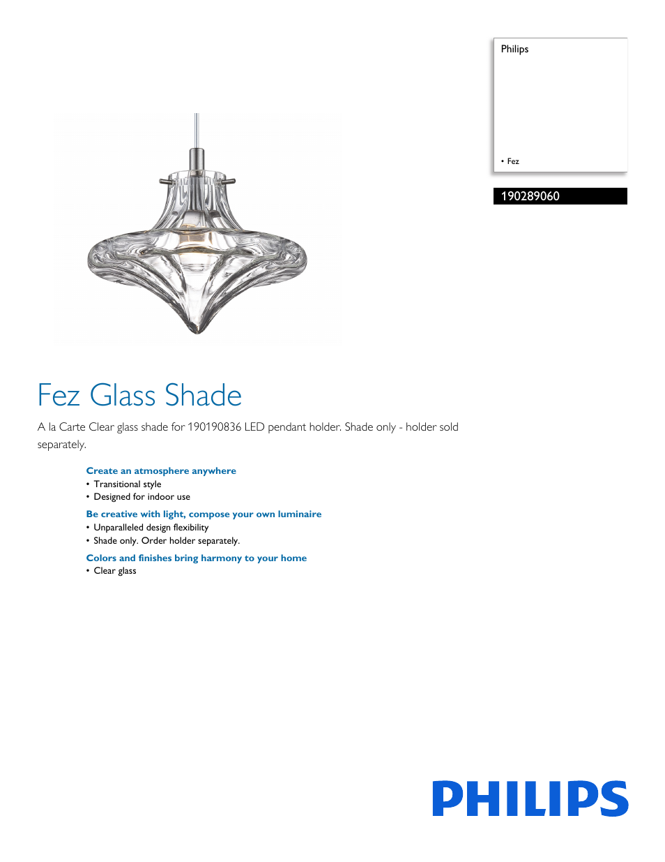 Philips 190289060 User Manual | 2 pages