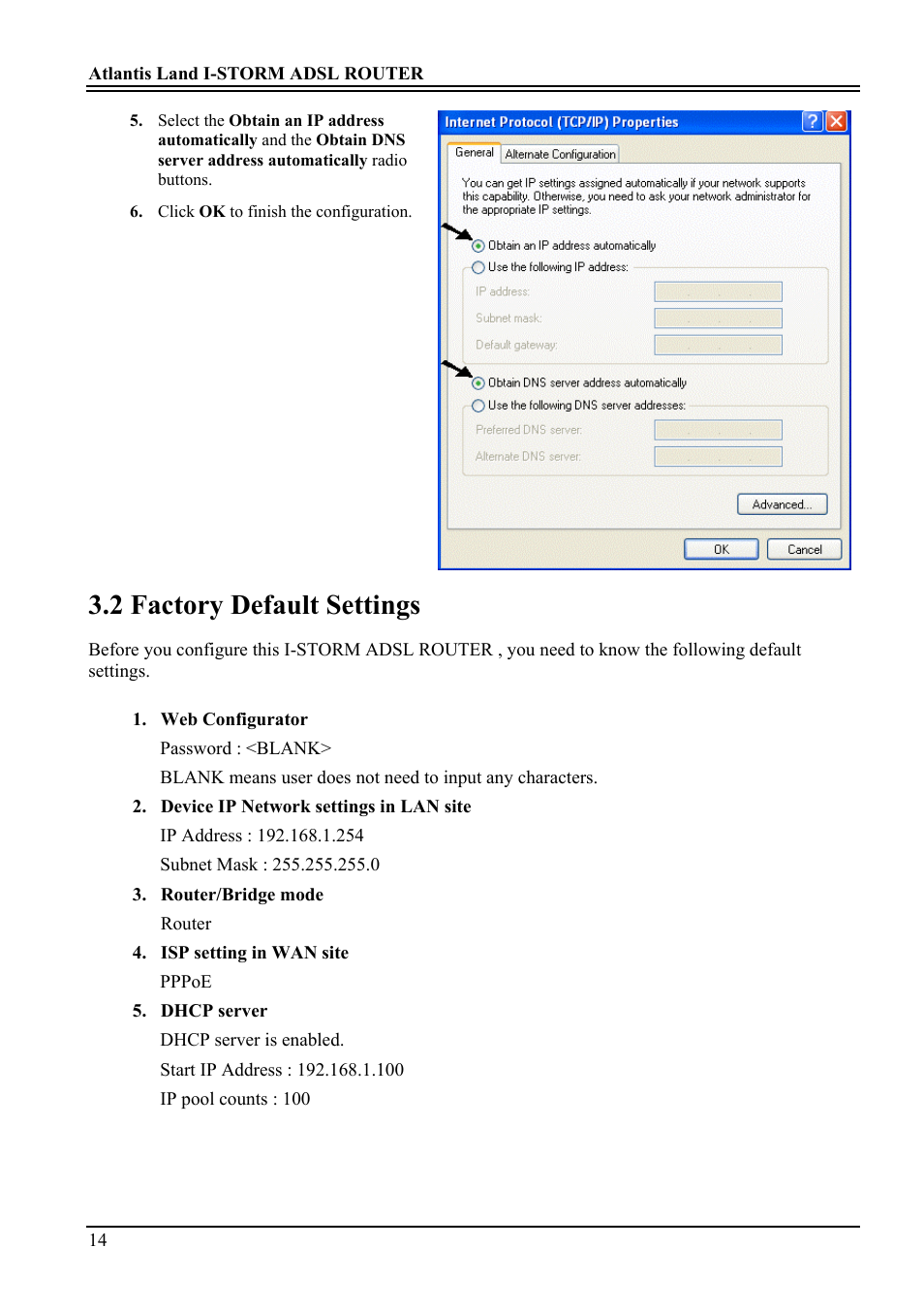 2 factory default settings | Atlantis Land A02-RA ME01 User Manual | Page 20 / 59