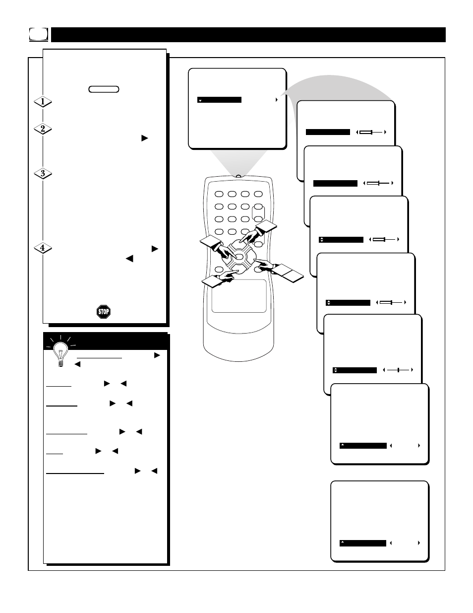 Tv p, Djusting the, Icture | Philips PR1906C User Manual | Page 14 / 28