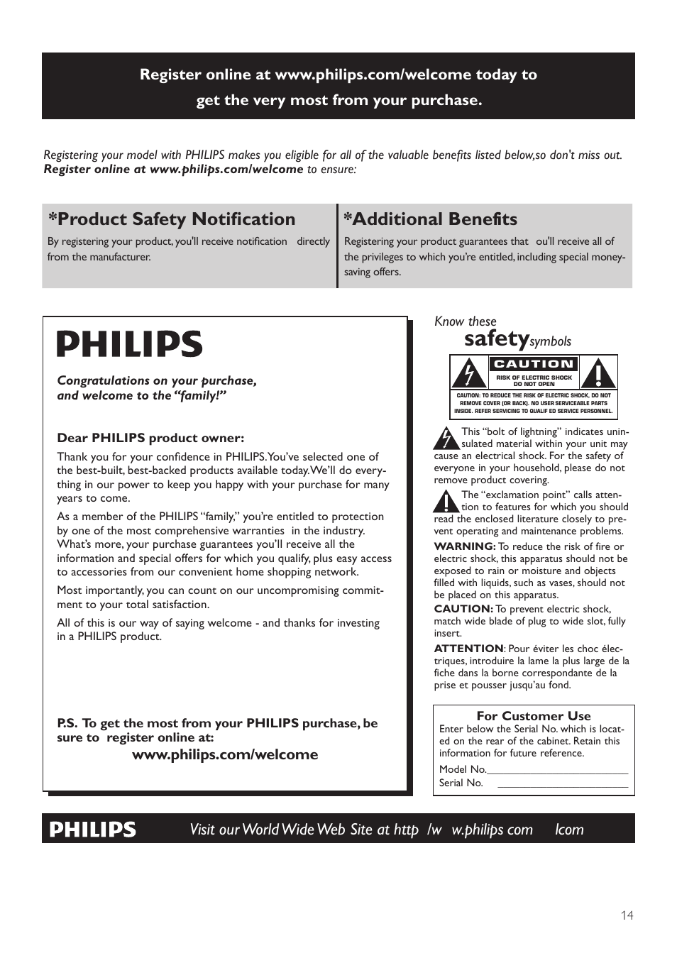 Safety, Product safety notification *additional benefits | Philips docking speaker with Bluetooth® DS3600 for iPod-iPhone-iPad User Manual | Page 14 / 16