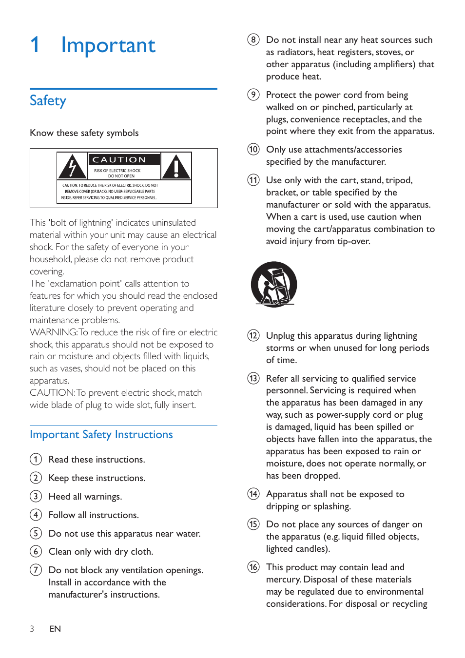 1 important, Safety, Safety 3 | Philips docking speaker with Bluetooth® DS3600 for iPod-iPhone-iPad User Manual | Page 3 / 16