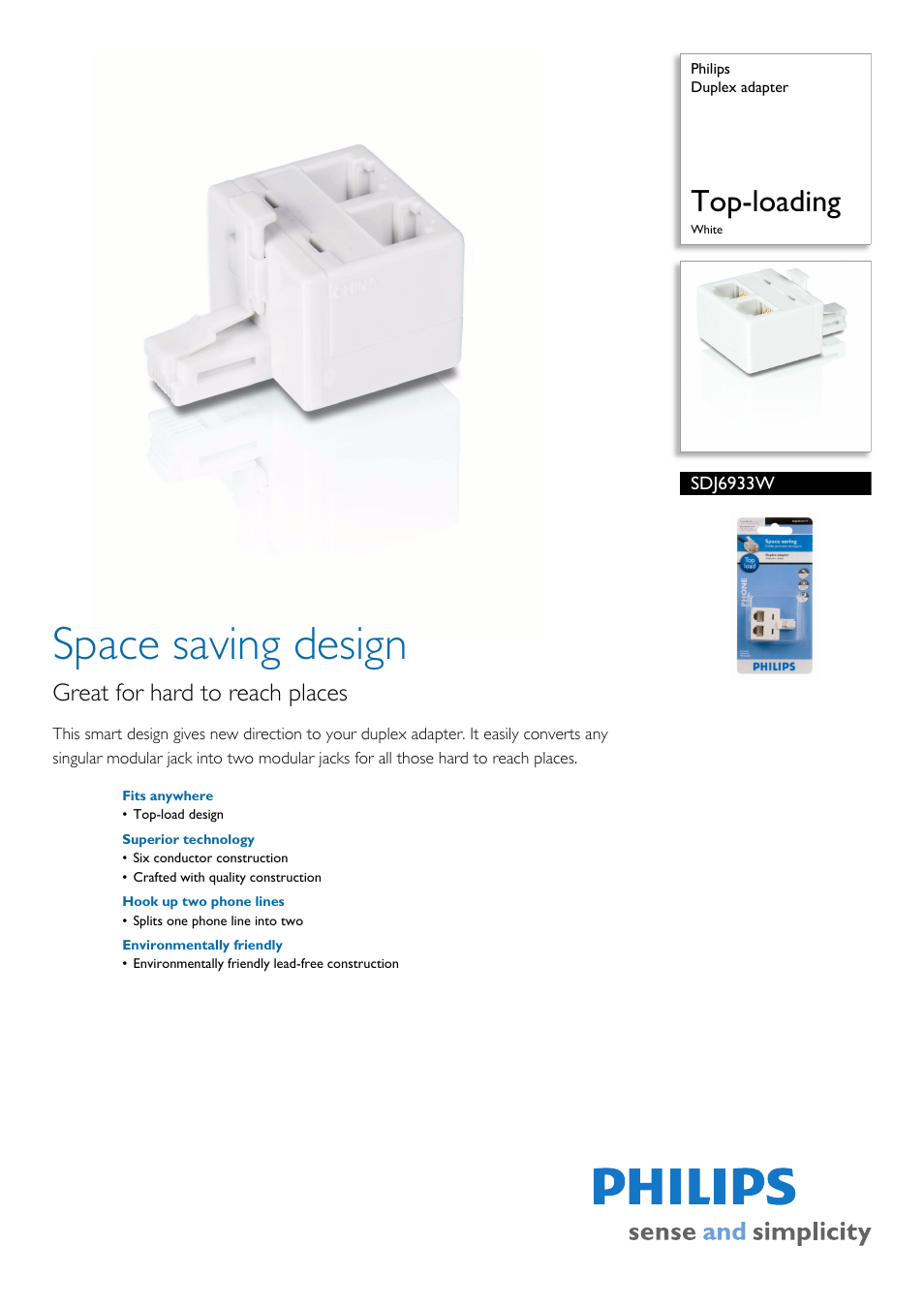 Philips SDJ6933W-17 User Manual | 2 pages