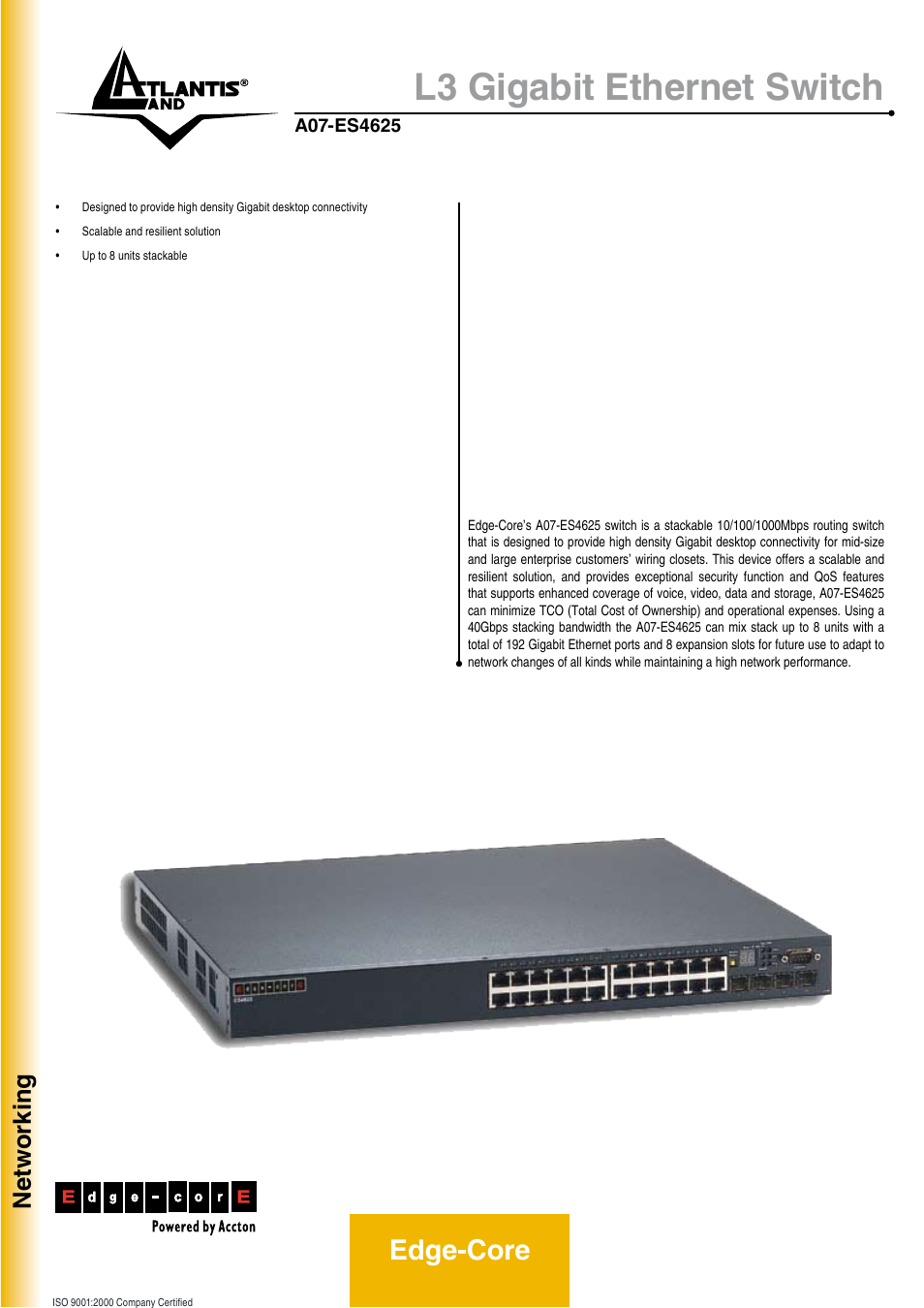 Atlantis Land L3 Gigabit Ethernet Switch User Manual | 2 pages