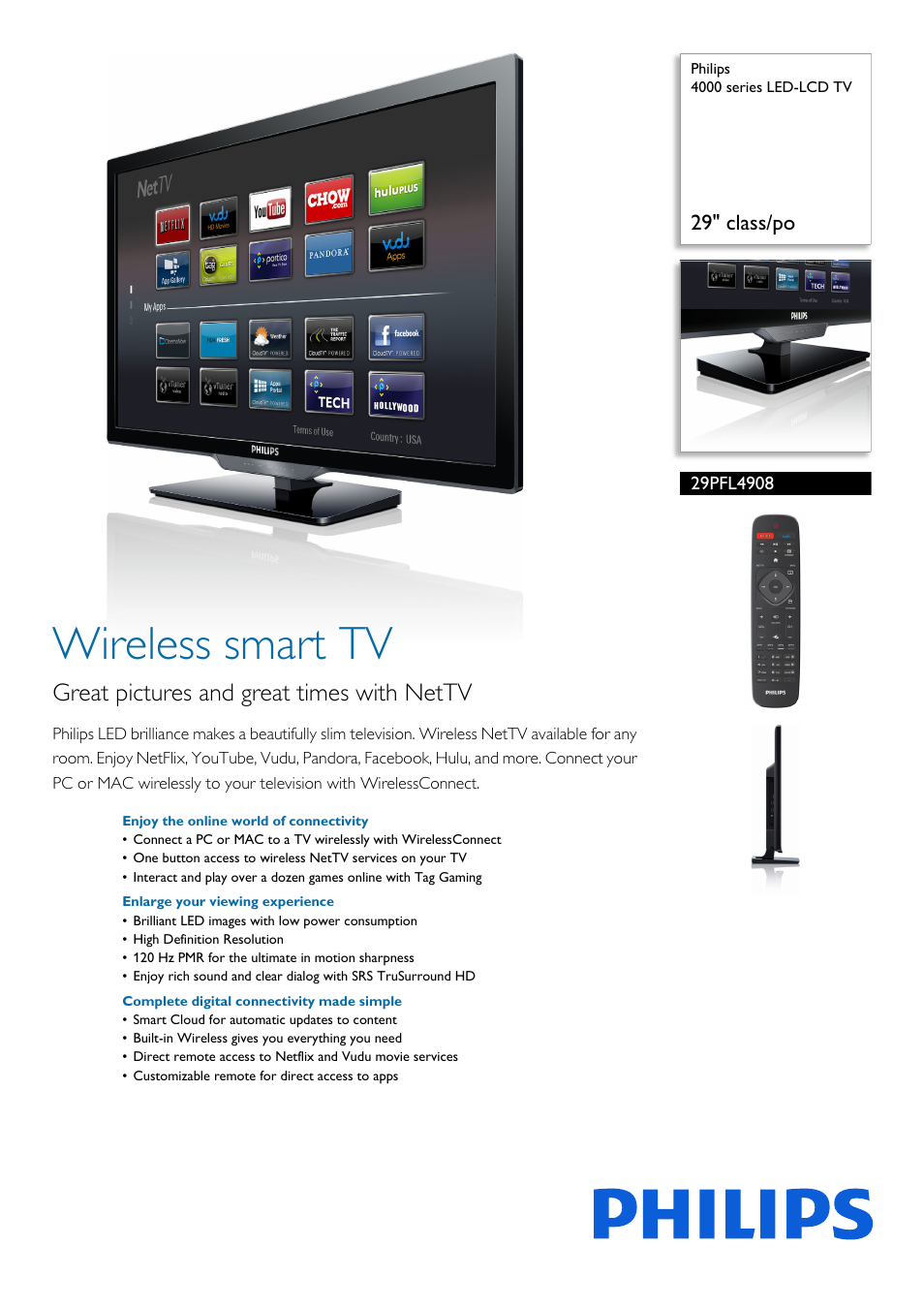 Philips 29PFL4908-F7 User Manual | 3 pages