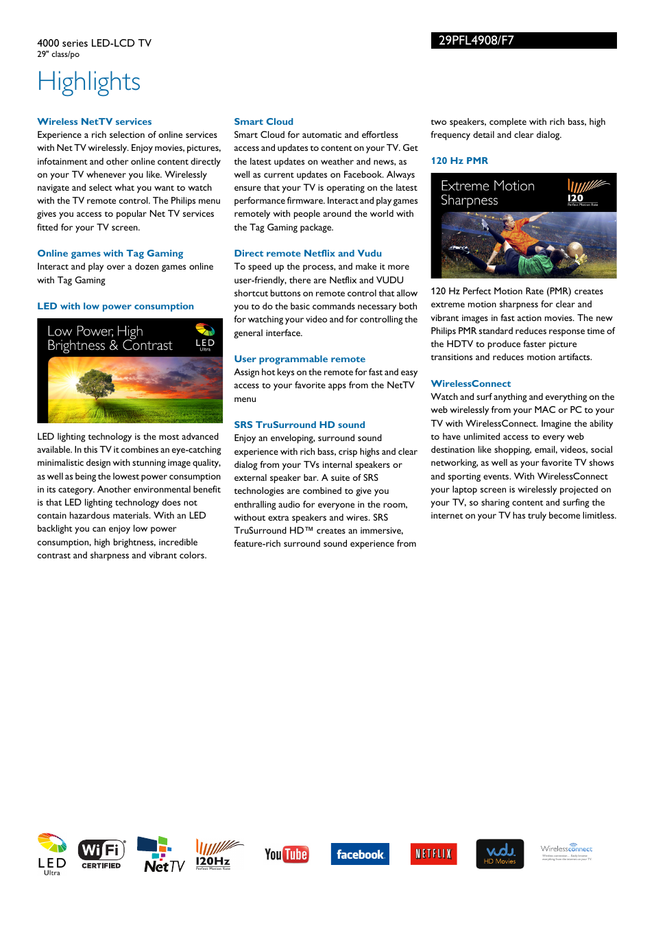 Highlights | Philips 29PFL4908-F7 User Manual | Page 2 / 3