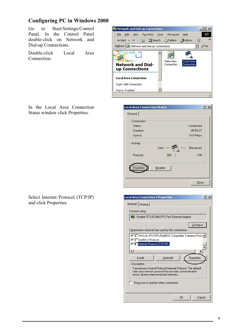 Configuring pc in windows 2000 | Atlantis Land A02-RI_M02 User Manual | Page 12 / 43