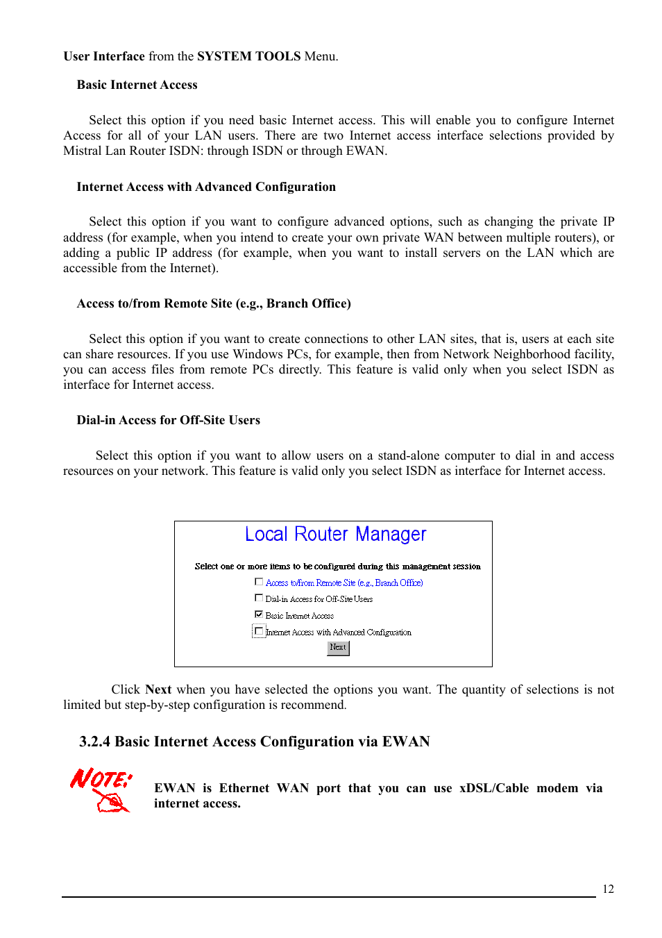 4 basic internet access configuration via ewan | Atlantis Land A02-RI_M02 User Manual | Page 15 / 43