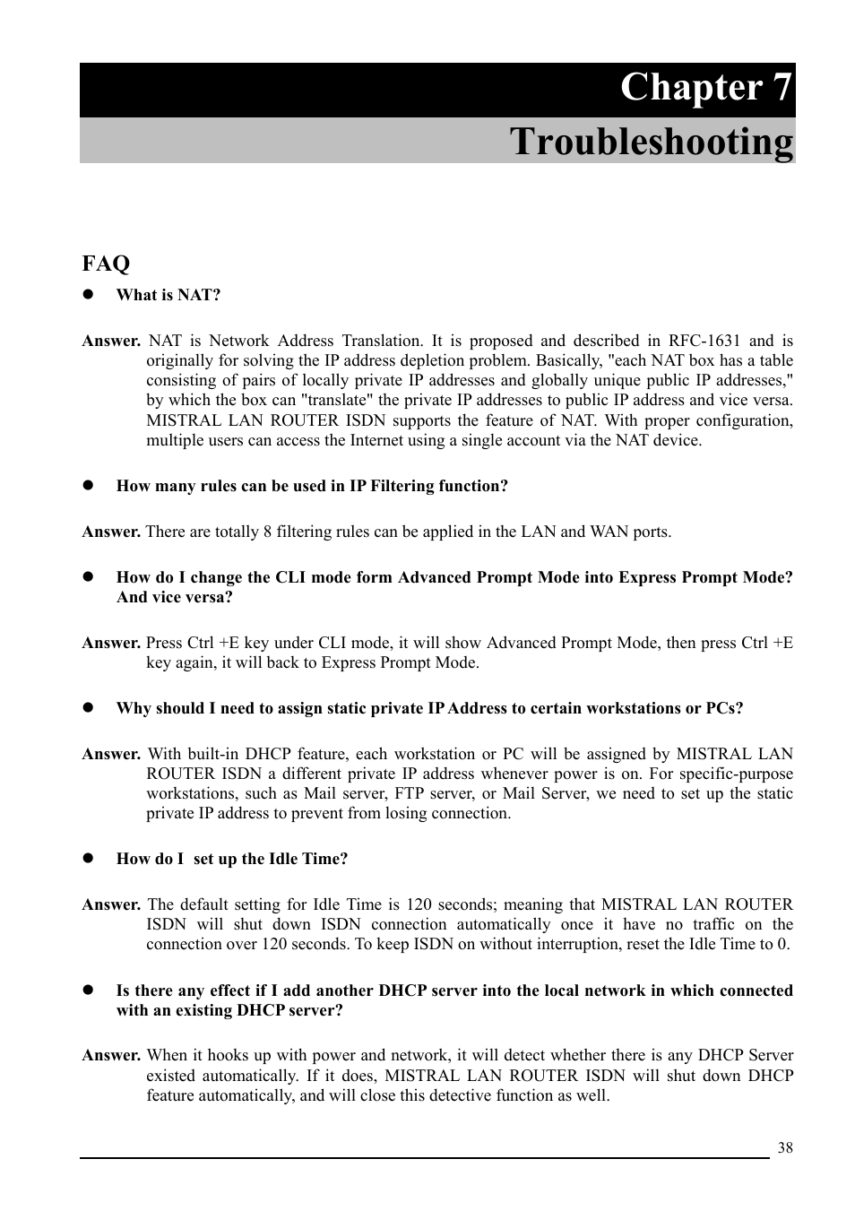 Chapter 7 troubleshooting | Atlantis Land A02-RI_M02 User Manual | Page 39 / 43