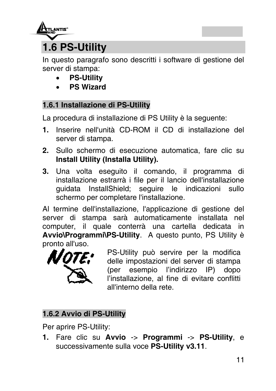 6 ps-utility, Italiano | Atlantis Land A02-PSU User Manual | Page 10 / 36