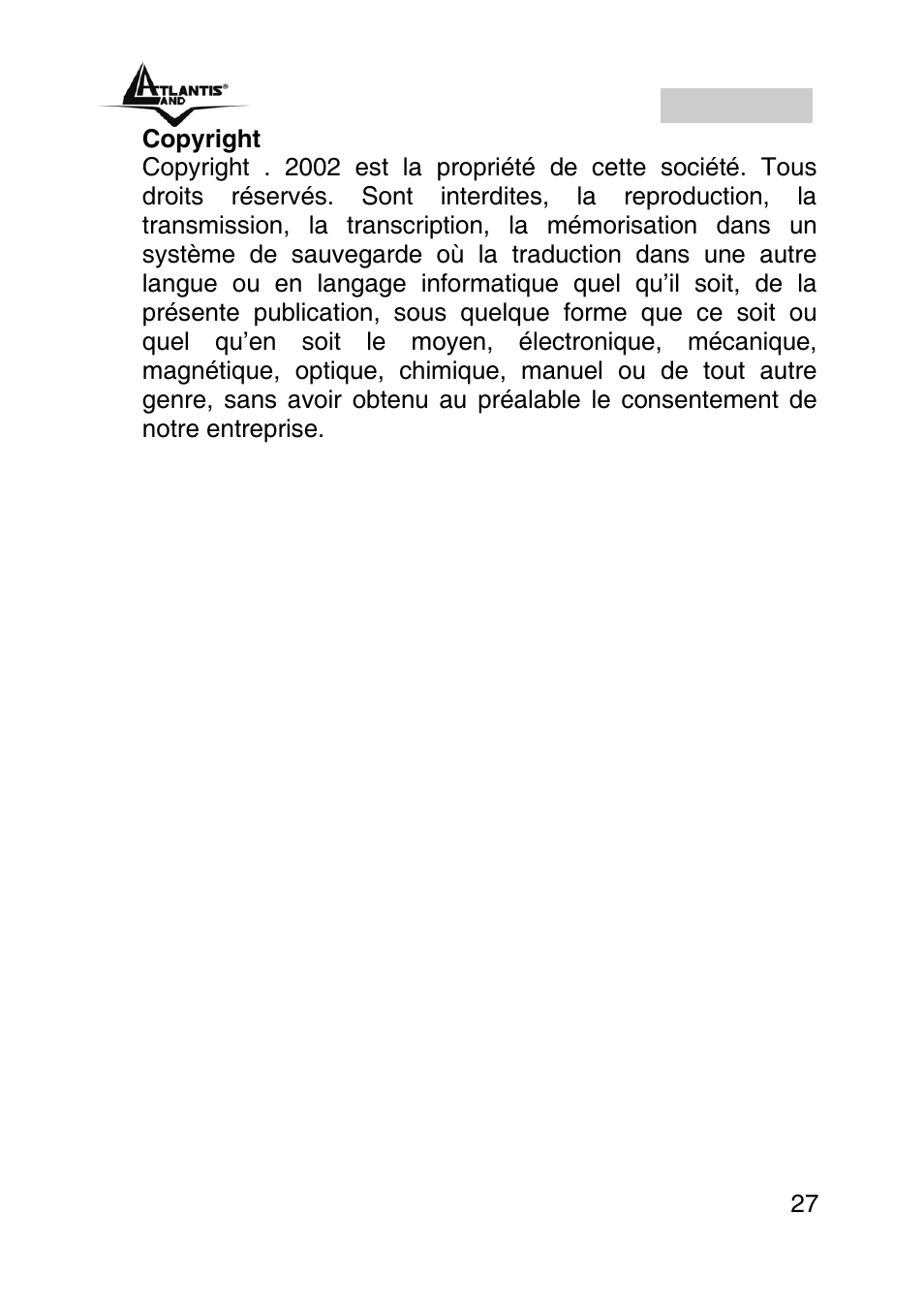 Francais | Atlantis Land A02-PSU User Manual | Page 26 / 36