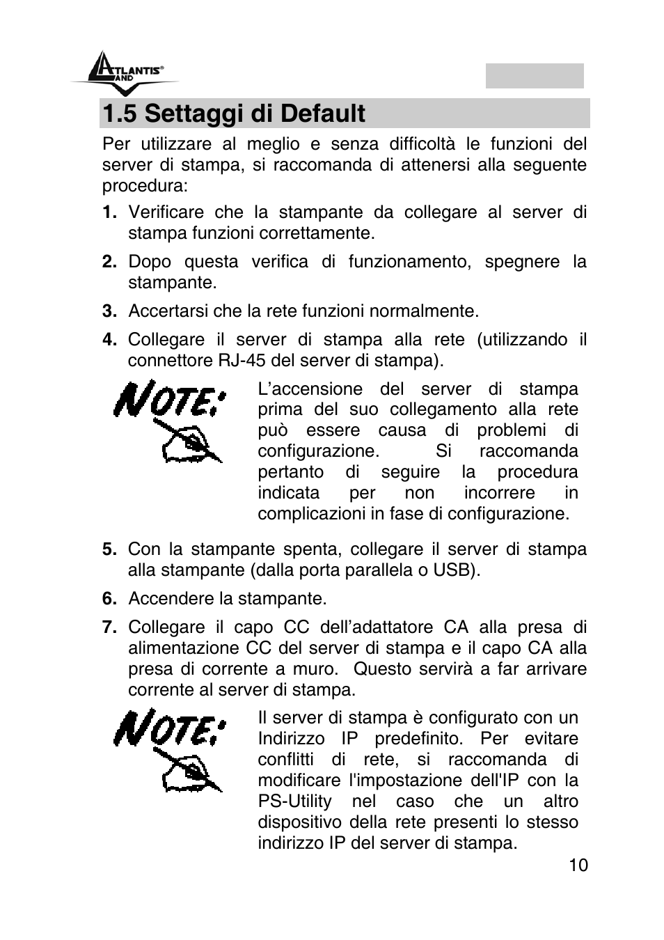 5 settaggi di default, Italiano | Atlantis Land A02-PSU User Manual | Page 9 / 36