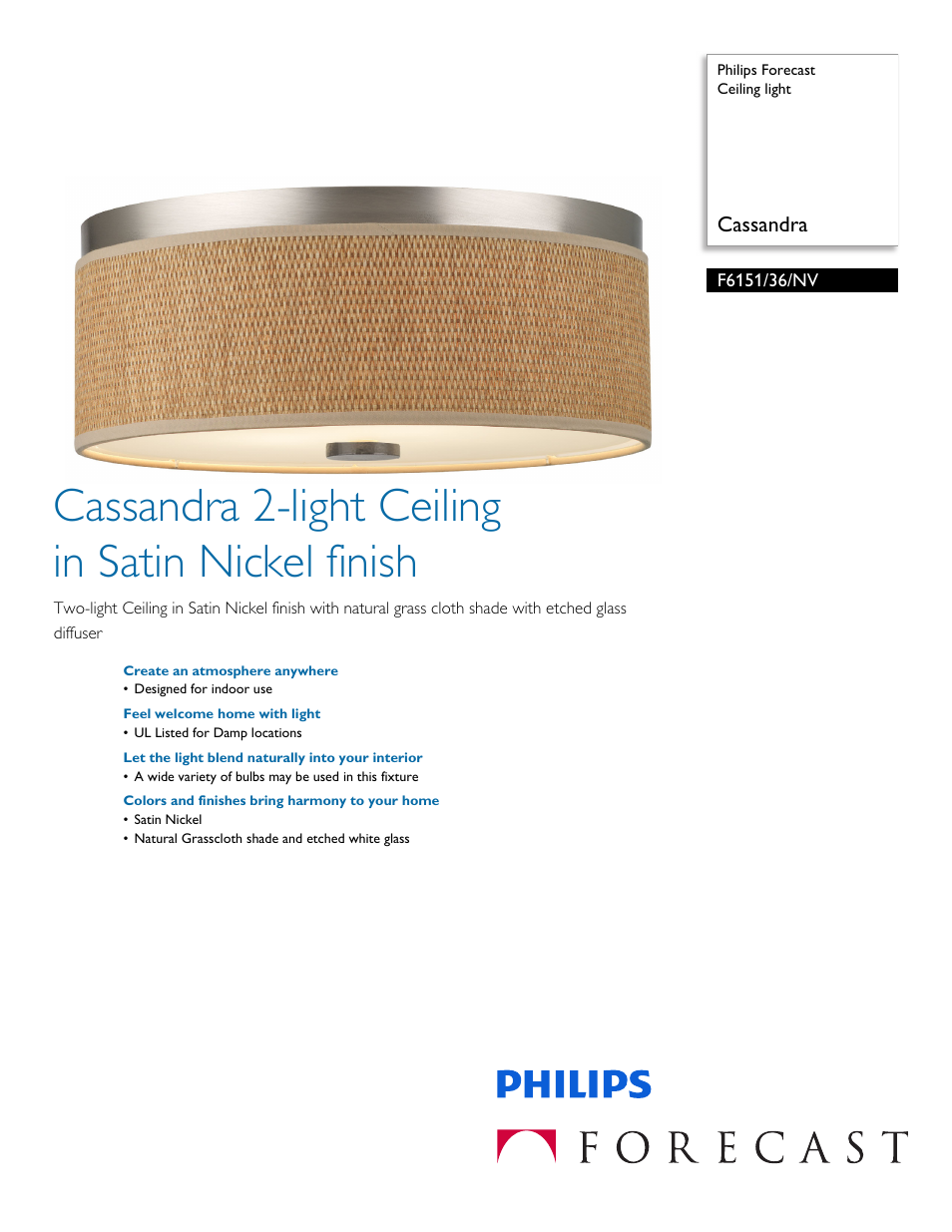 Philips F615136NV User Manual | 2 pages