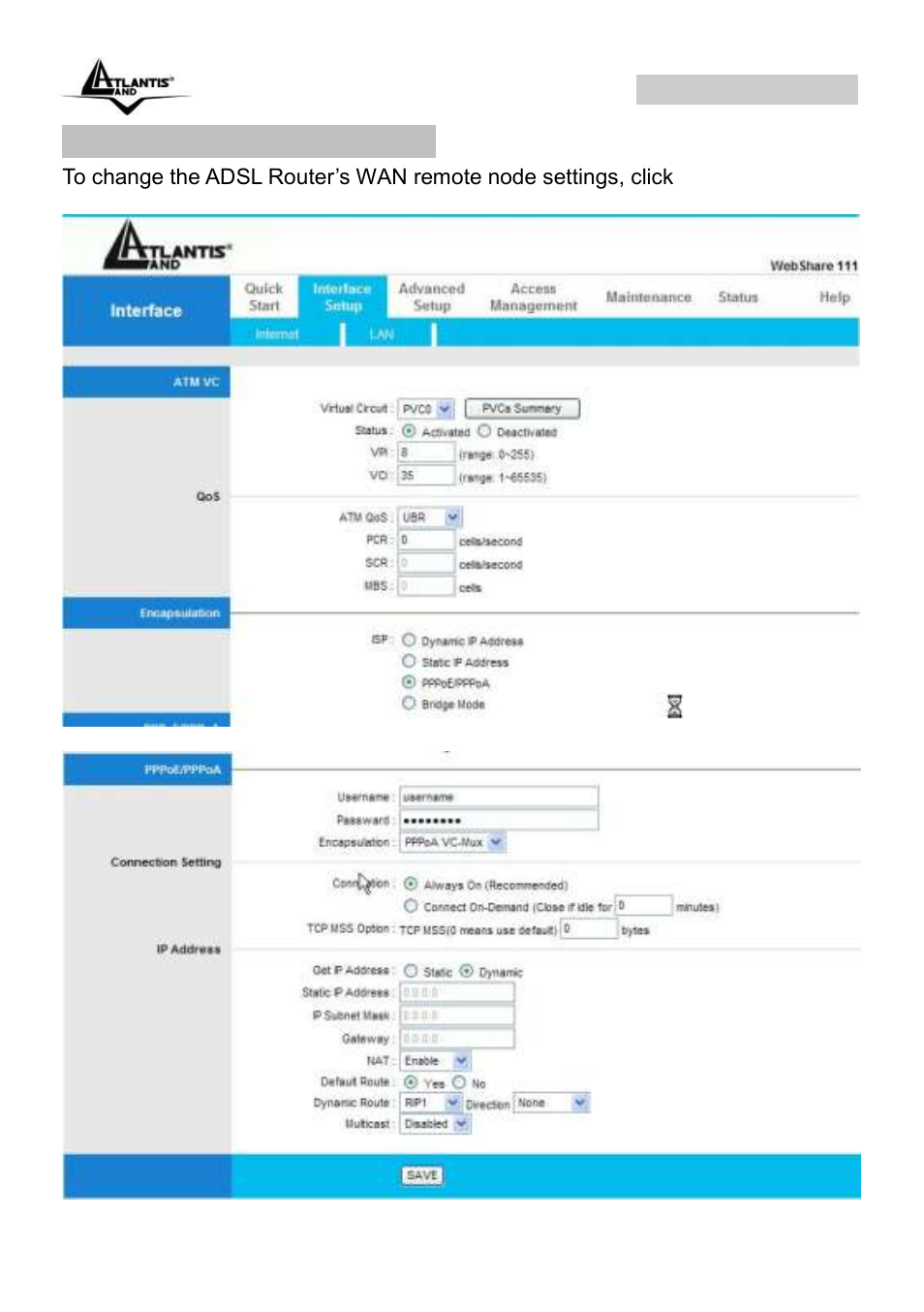 5 configuring wan setup, Webshare 144wn | Atlantis Land A02-RA144-W300N User Manual | Page 55 / 103
