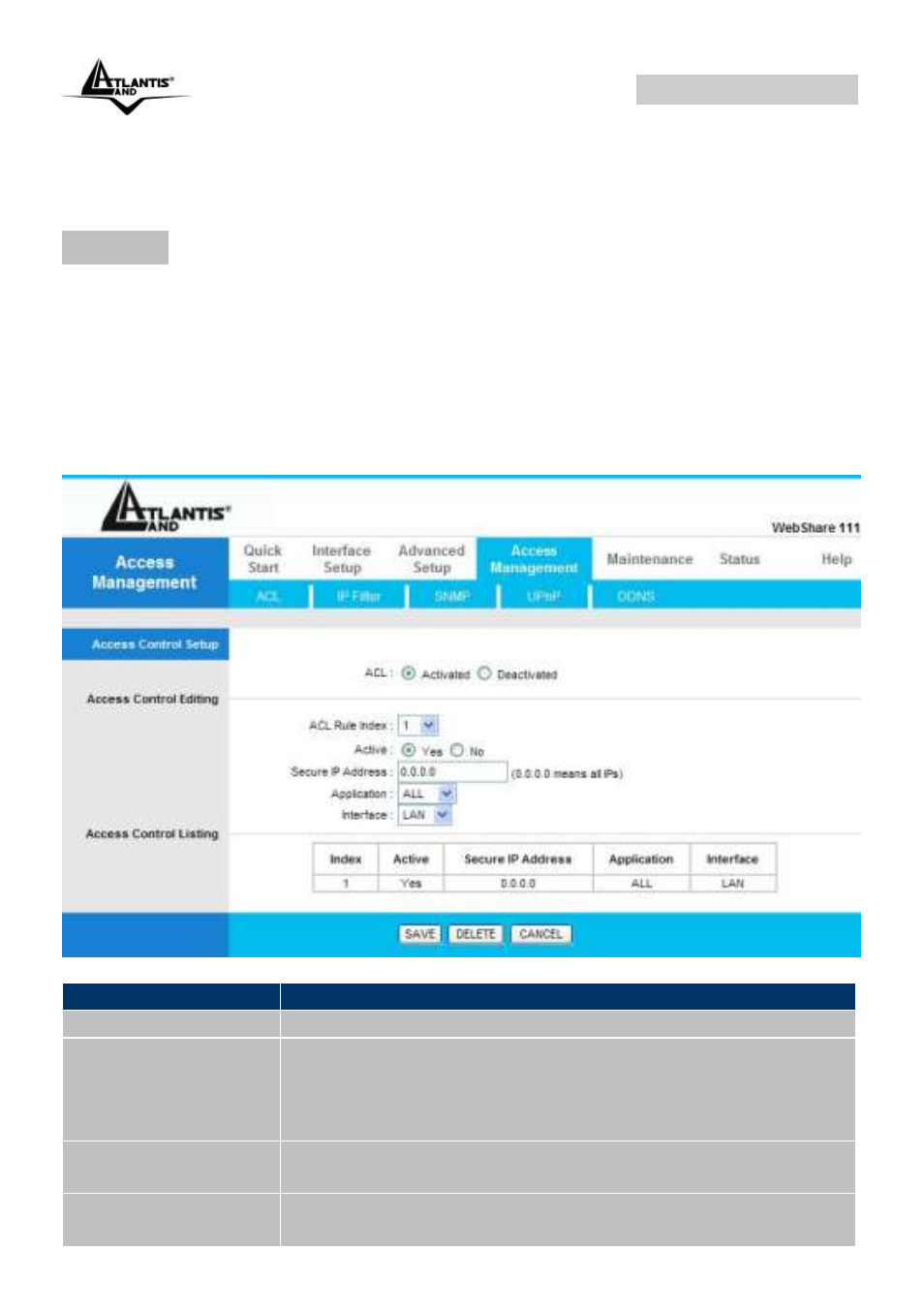 Chapter 8: access management, 1 acl, Webshare 144wn | Atlantis Land A02-RA144-W300N User Manual | Page 69 / 103