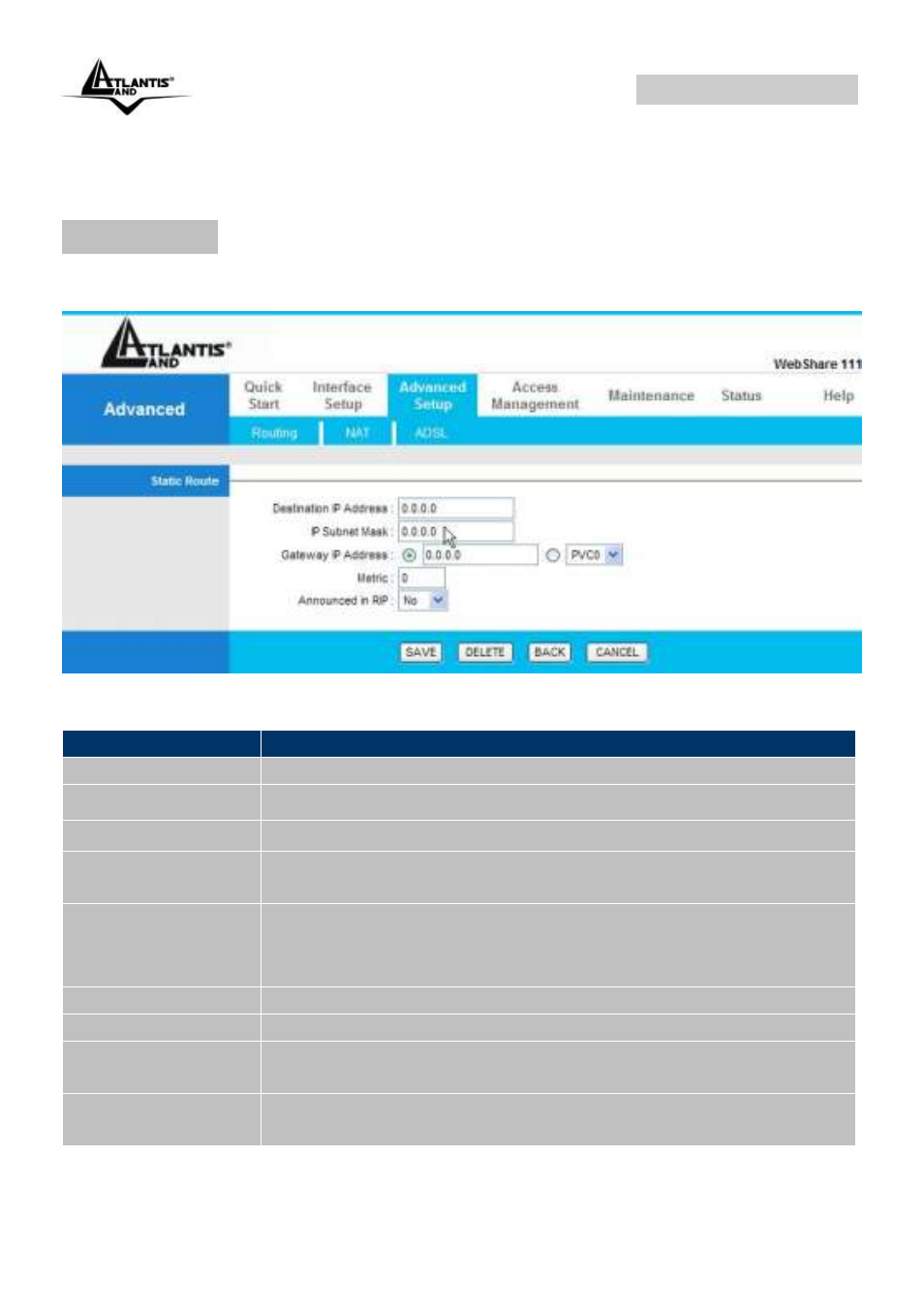 Chapter 9: advanced setup, 1 routing, Webshare 144wn | Atlantis Land A02-RA144-W300N User Manual | Page 75 / 103