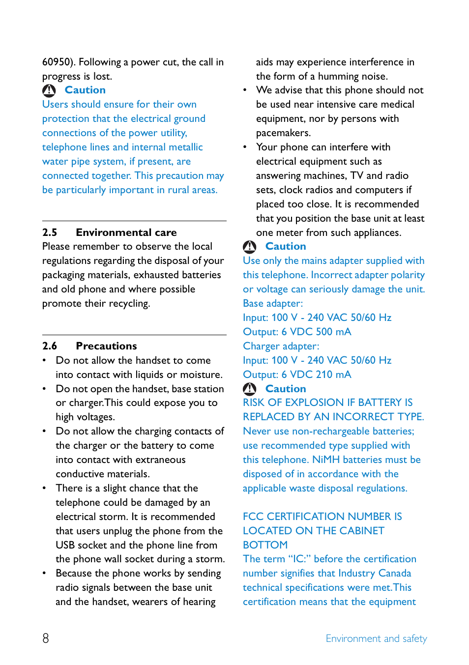 5 environmental care, 6 precautions, Environmental care | Precautions | Philips SE4552B-17 User Manual | Page 10 / 76