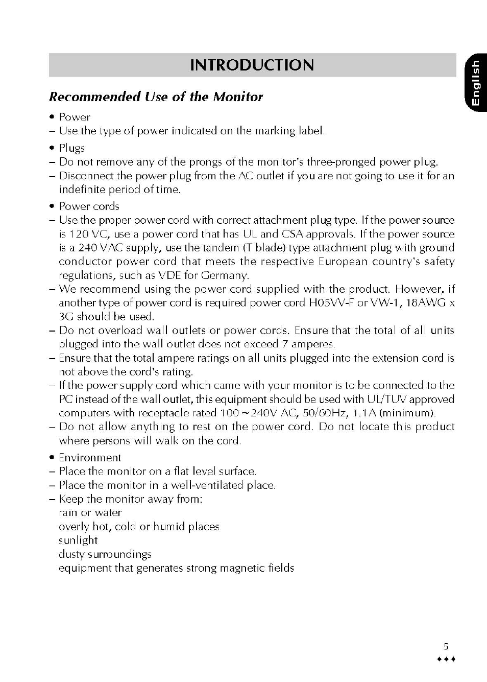Recommended use of the monitor, Introduction | Atlantis Land A05-19BM-F02 User Manual | Page 7 / 23