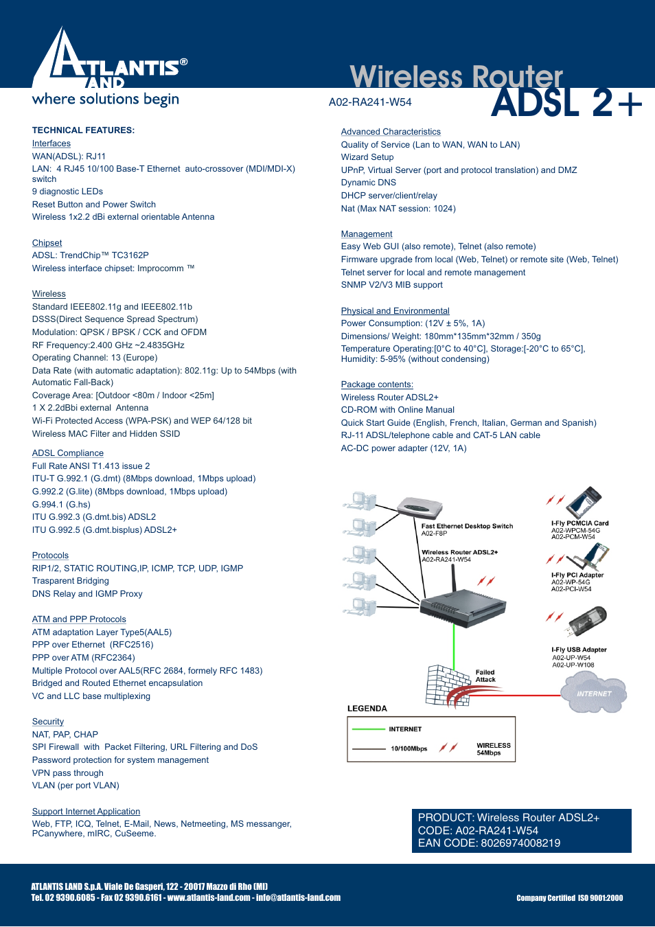 Adsl 2, Wireless router | Atlantis Land ADSL 2+ A02-RA241-W54 User Manual | Page 2 / 2