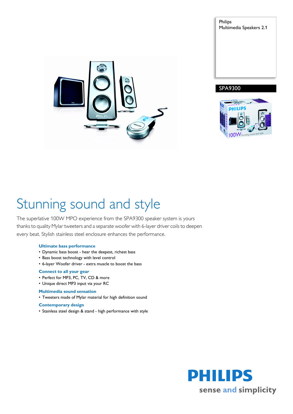 Philips SPA9300-17 User Manual | 2 pages