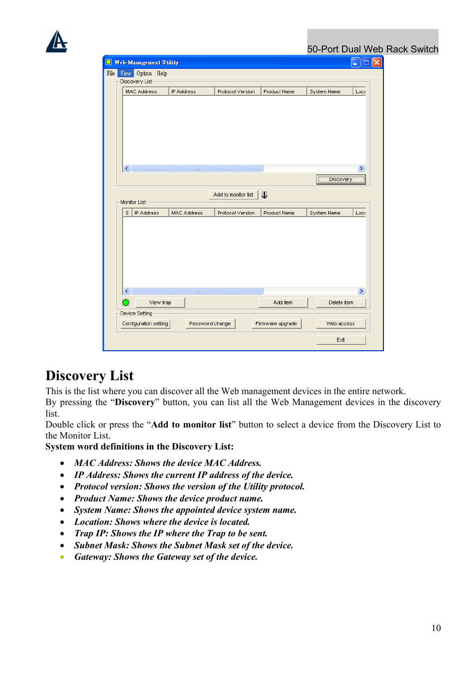 Discovery list | Atlantis Land A02-F48-4G User Manual | Page 16 / 32